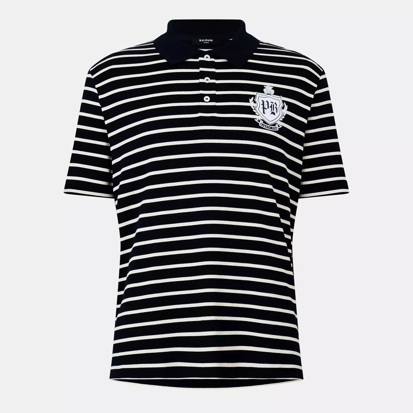 Balmain o1g2r1mq0426 Cotton Short Sleeve Polo Shirt in Blue/White Size US L / EU 52-54 / 3 - 1 Thumbnail