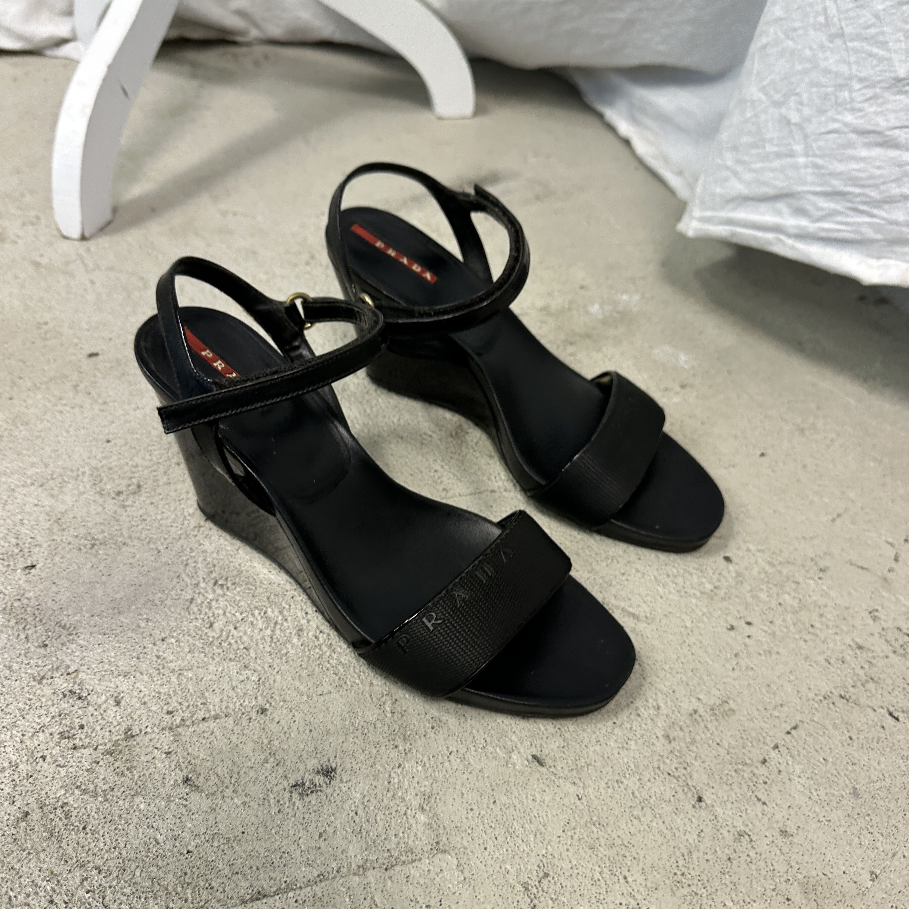 Prada Vintage Old Money Leather Platform Prada Sandals 00s Size US 8 / IT 38 - 5 Thumbnail