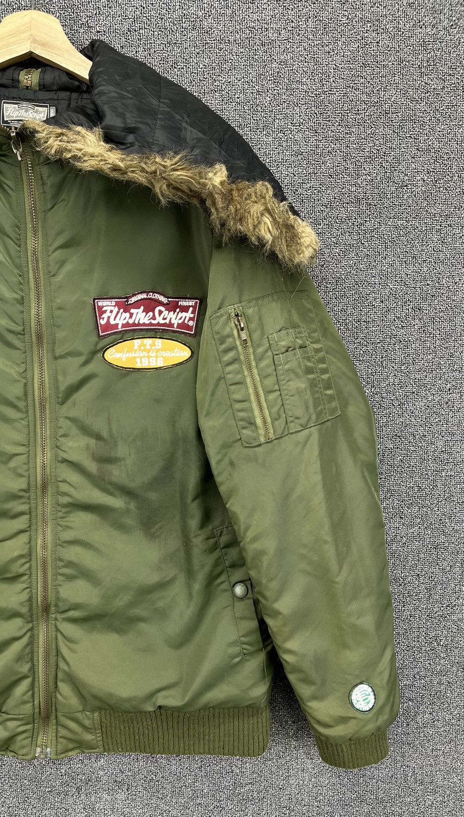 Japanese Brand Vintage Flip The Script Fur Hooded Bomber Jacket Size US M / EU 48-50 / 2 - 5 Thumbnail