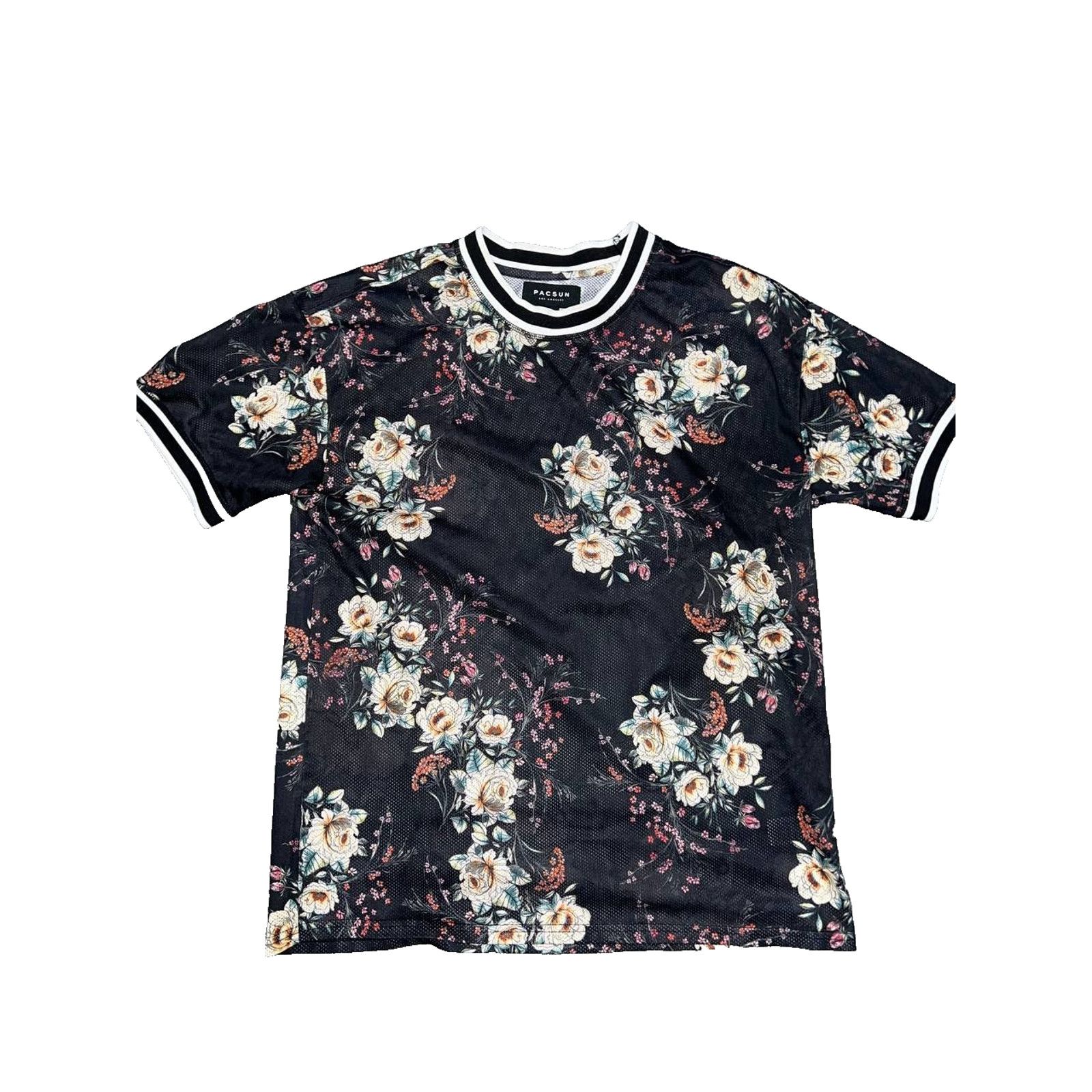 Pacsun PacSun Floral Jersey T Shirt Mens Black Neck Medium A003162 Size US M / EU 48-50 / 2 - 2 Thumbnail