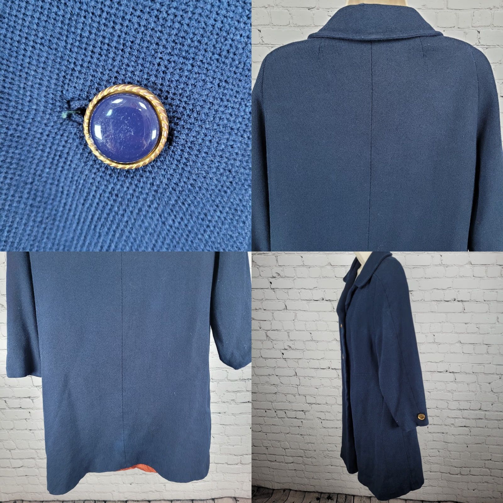 Vintage Lane Bryant Coat Large Navy Buttoned Lined Collared VTG Minims LP Size L / US 10 / IT 46 - 10 Thumbnail