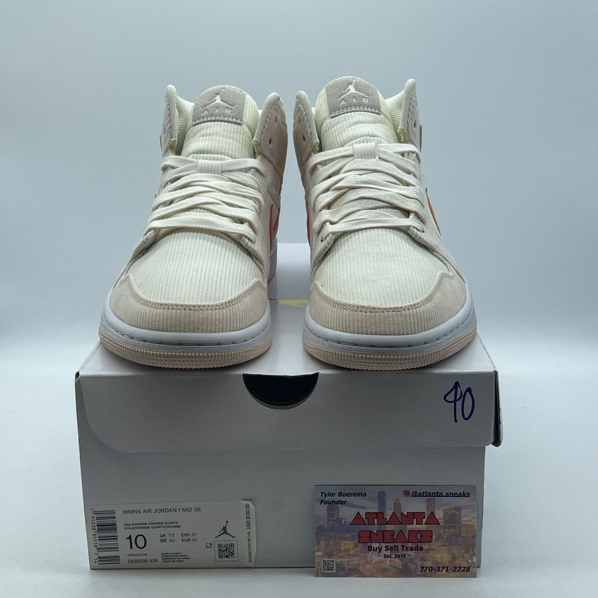 Nike Air Jordan 1 mid SE corduroy Size US 10 / IT 40 - 2 Thumbnail
