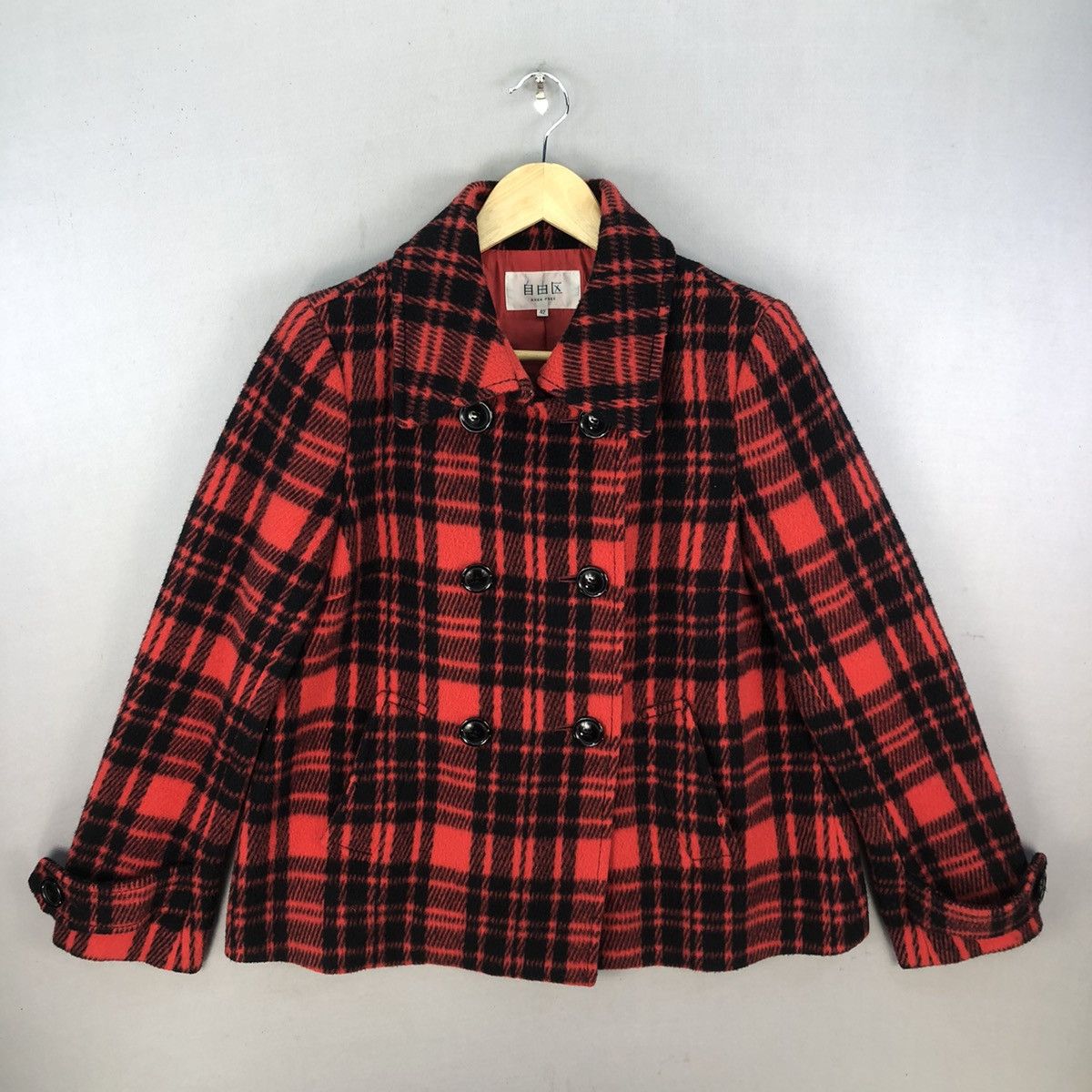 Japanese Brand Japanese Brand Double Breasted Plaid Wool Jacket Size S / US 4 / IT 40 - 1 Thumbnail