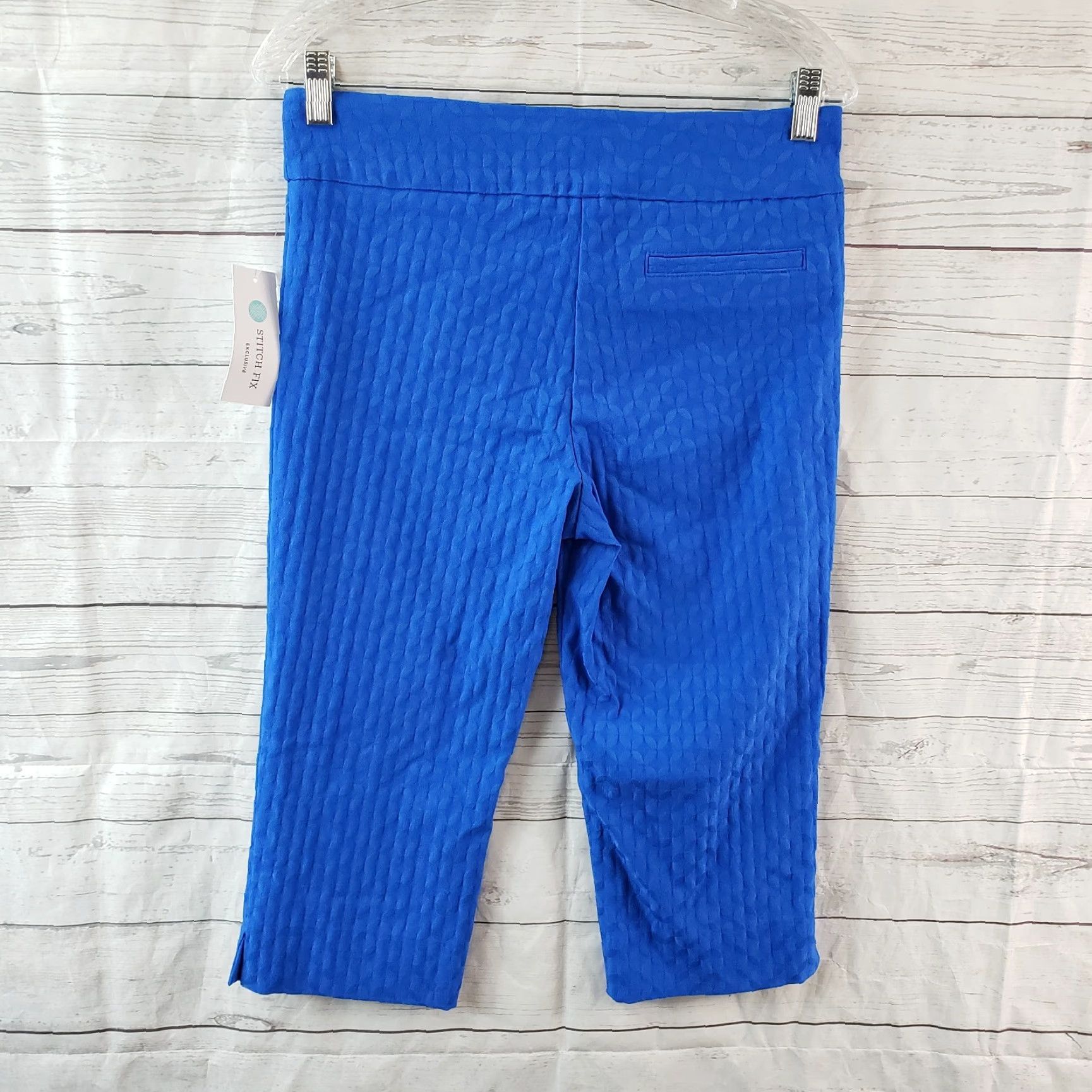 Vintage Margaret M Womens Capri Pants Sz M Blue Mid Rise Pull On Flat Front Inseam 18 Pants Women Size 32" / US 10 / IT 46 - 3 Thumbnail