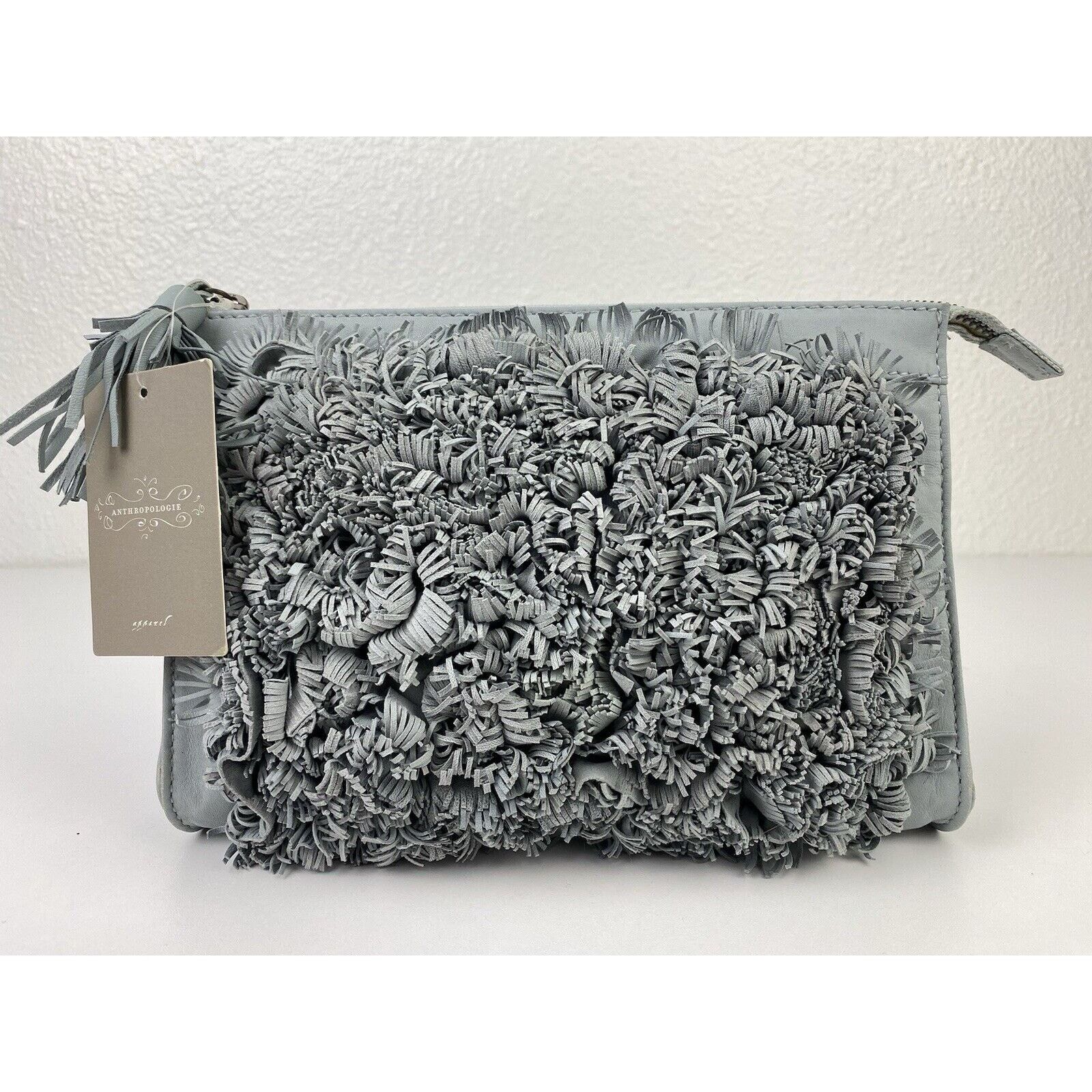 Anthropologie NWT Anthropologie Holding Horses Gray Leather Clutch Zip Size ONE SIZE - 1 Thumbnail