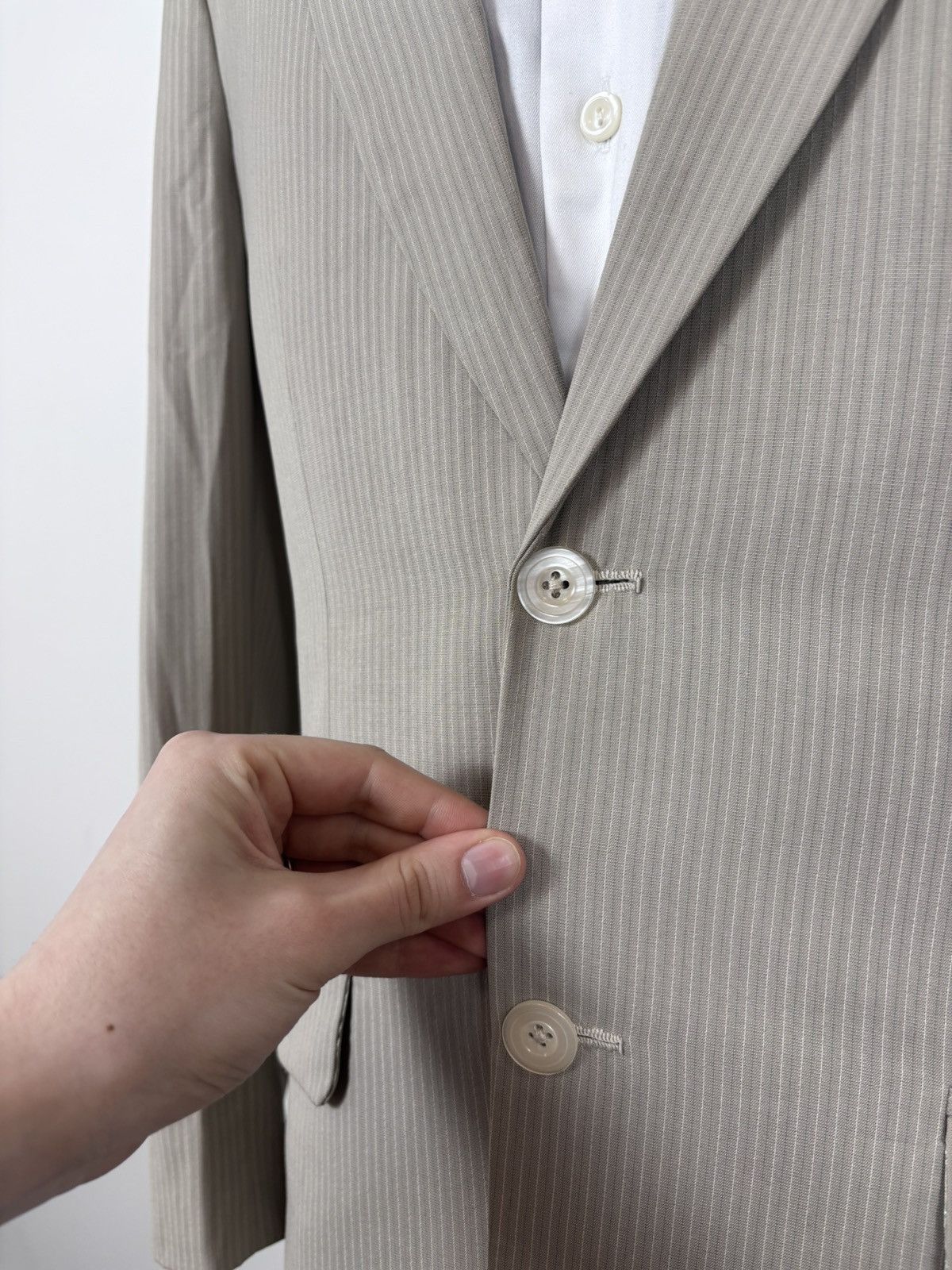 Lanvin Lanvin Sport Men’s Vintage Beige Ivory Striped Blazer Jacket Size 44R - 7 Thumbnail