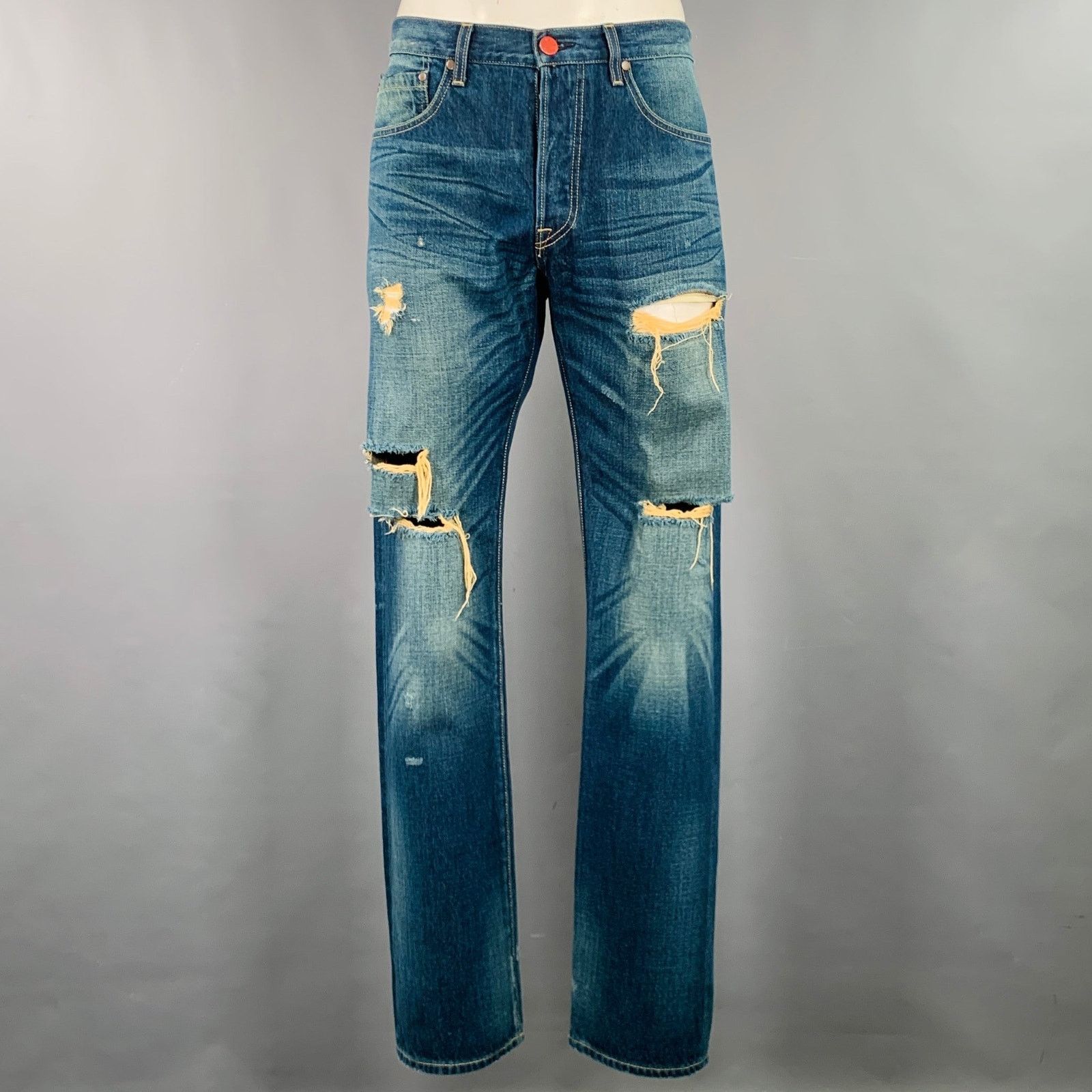 Other BLVCK SCVLE Size 36 Blue Distressed Button Fly Jeans Size US 36 / EU 52 - 1 Thumbnail