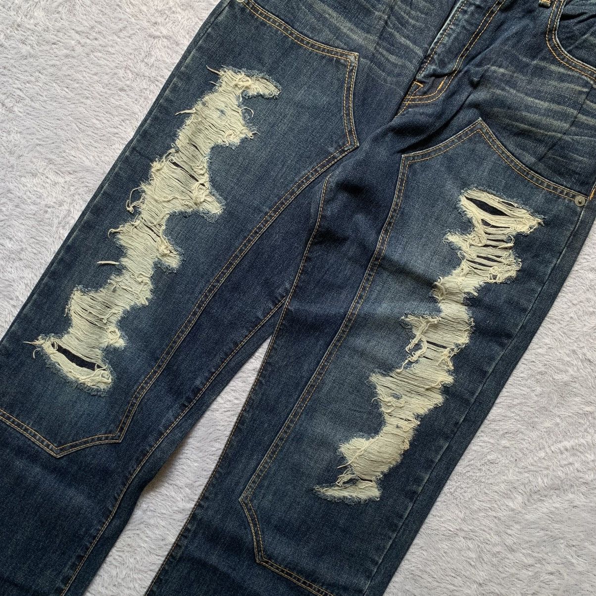 If Six Was Nine purple and yellow distressed double knee buckle back studded Size US 32 / EU 48 - 3 Thumbnail