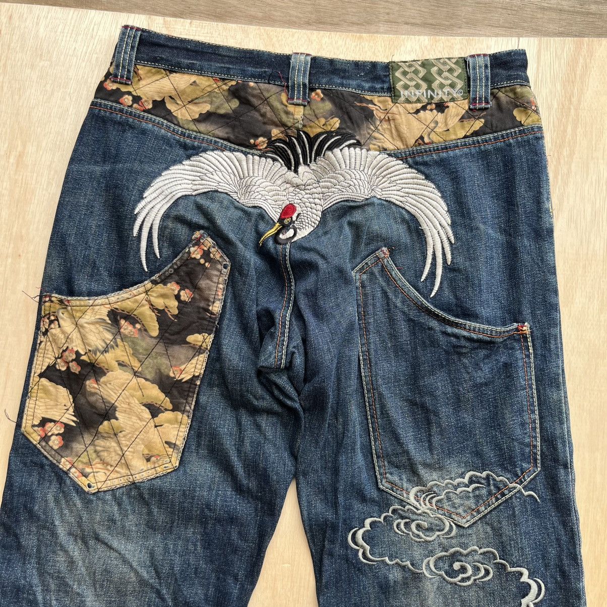 Japanese Brand INFINITY SUKAJAN EMBROIDERED DISTRESSED JEANS Size US 33 - 1 Thumbnail