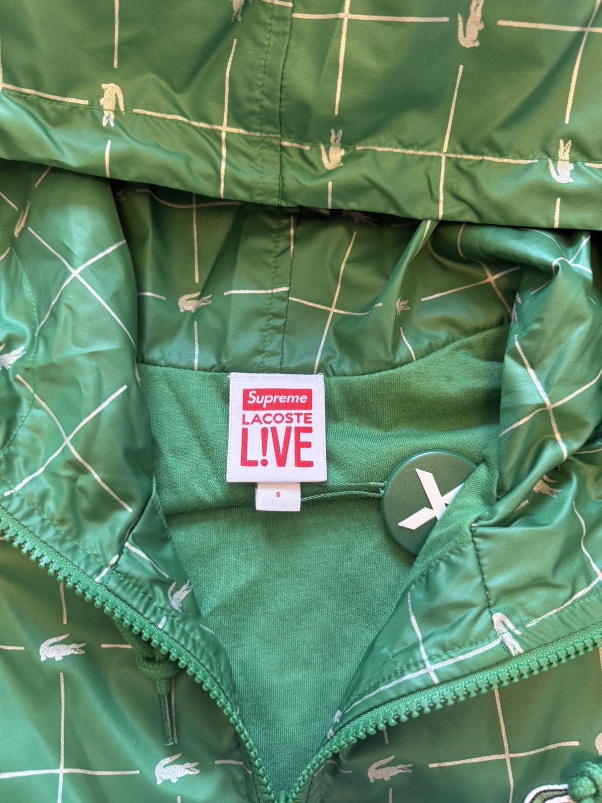 Lacoste × Supreme SS18 Supreme x Lacoste Reflective Grid Nylon Anorak Green Size US S / EU 44-46 / 1 - 7 Thumbnail