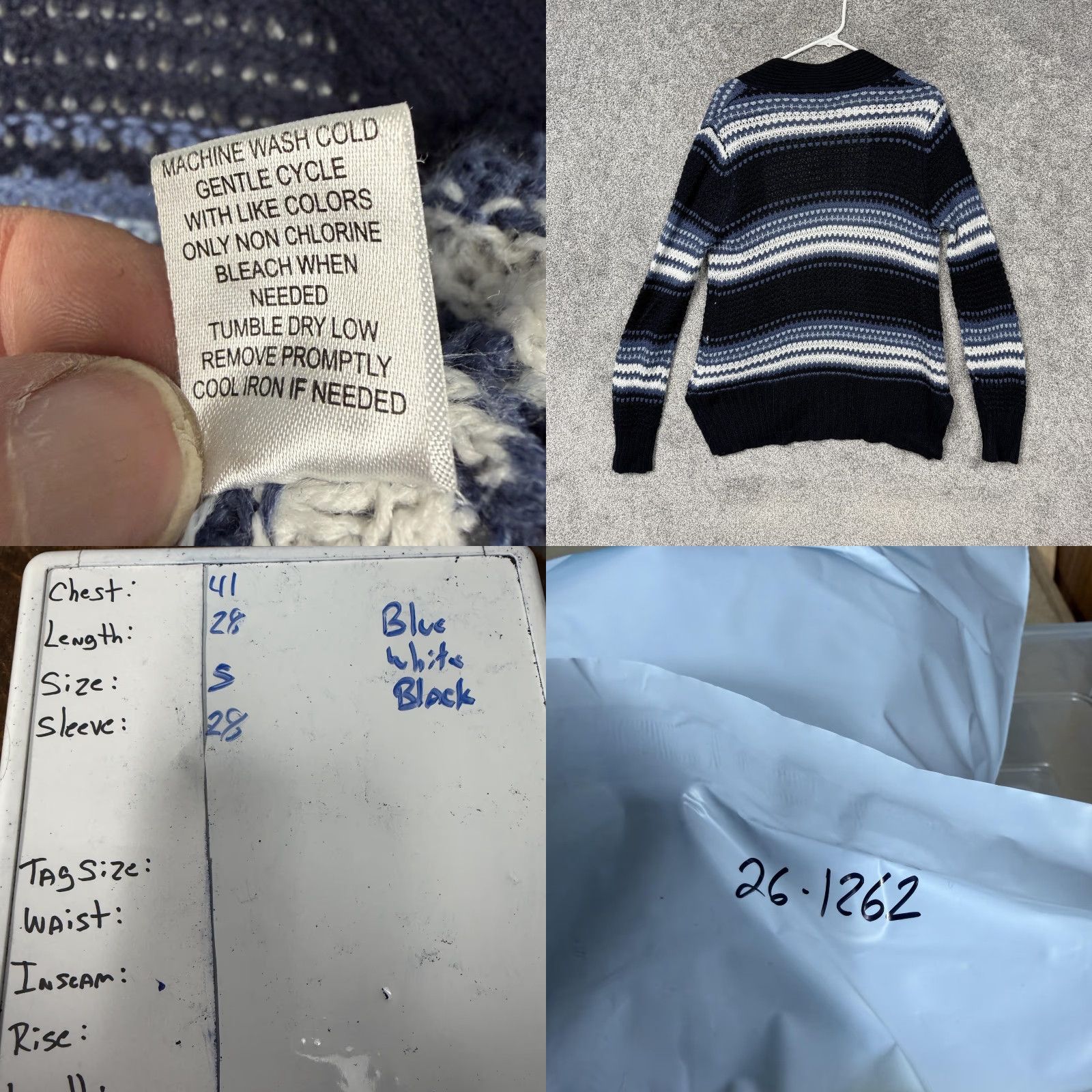 Vintage Jason Maxwell Cardigan Sweater Women S Blue Striped Open Knit Boho Cabincore V-Neck Open Front Knit Casual Fall Winter Size S / US 4 / IT 40 - 8 Thumbnail