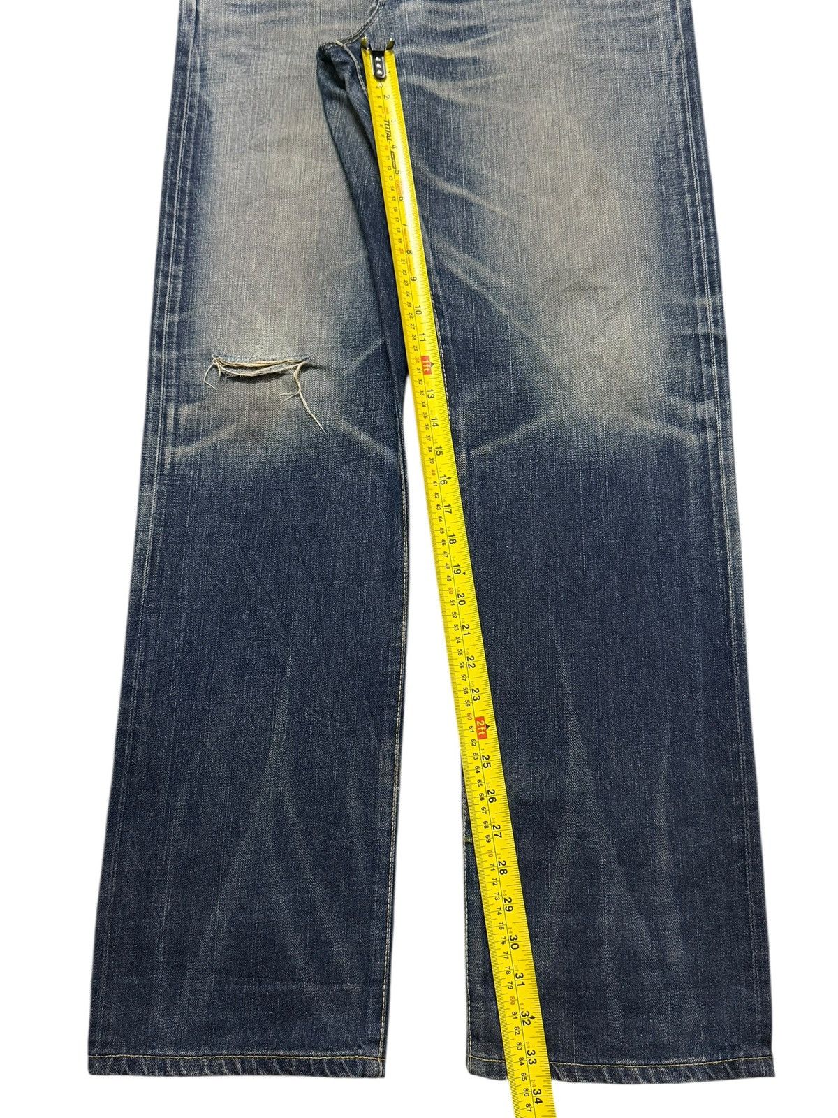 Edwin Vintage 90s Japan Edwin 505z Selvedge Faded Whisker Straight Size US 33 - 14 Thumbnail