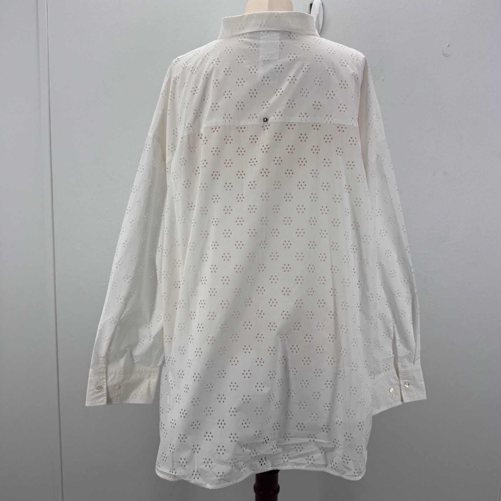 Marina Rinaldi Marina Rinaldi Cotton Poplin Eyelet Button Up Shirt Plus 24 Size 4XL / US 24-26 - 4 Thumbnail