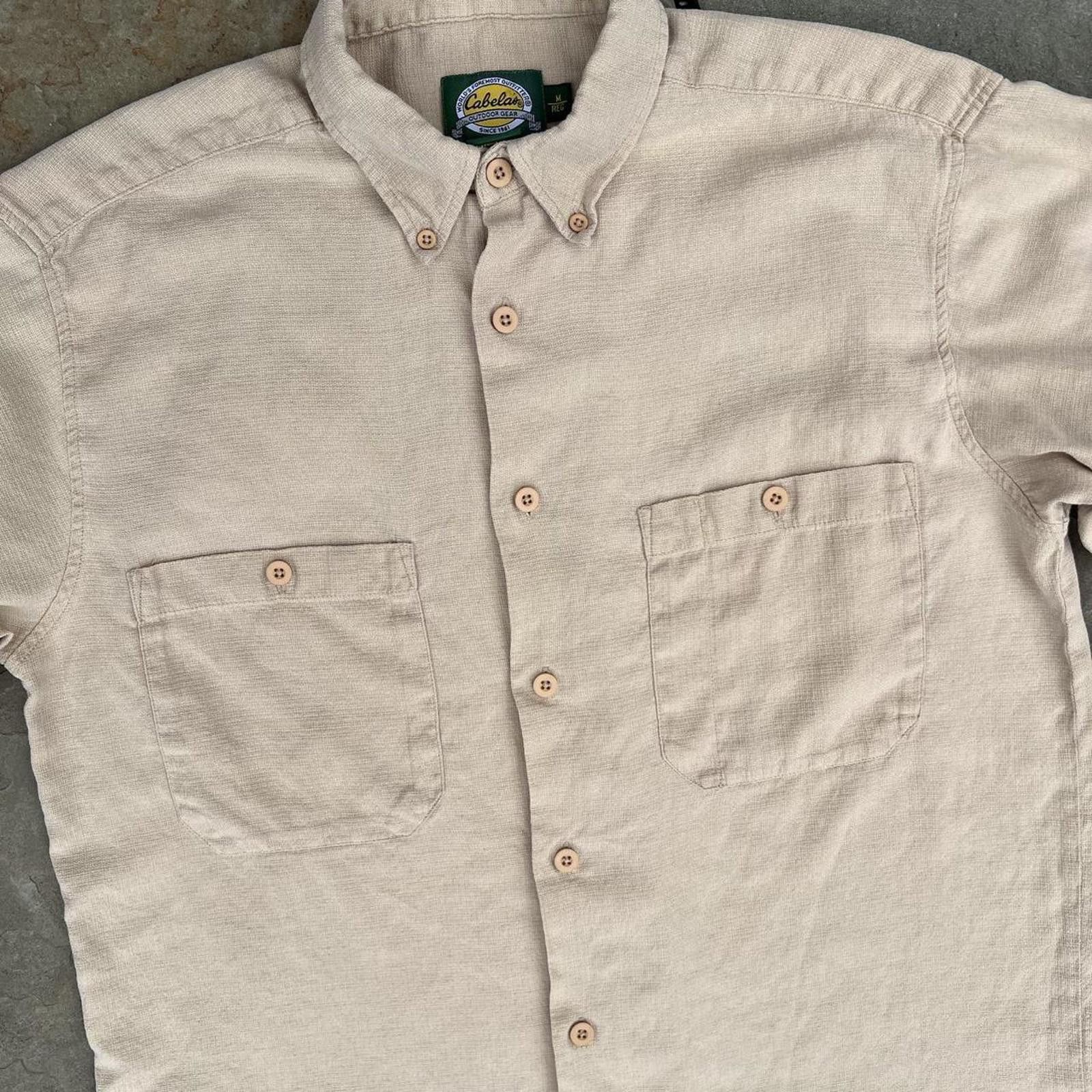 Cabelas Y2K Silk Tan Beige Earth Tone Utility Shirt Size US M / EU 48-50 / 2 - 2 Thumbnail
