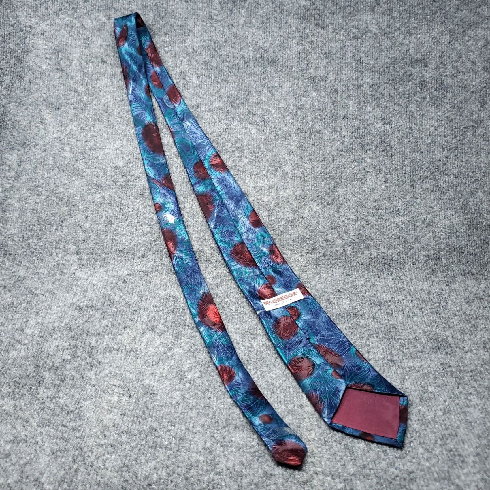 McGregor VINTAGE McGregor Tie Mens Blue Leaves Textured Necktie Designer USA Size ONE SIZE - 7 Thumbnail