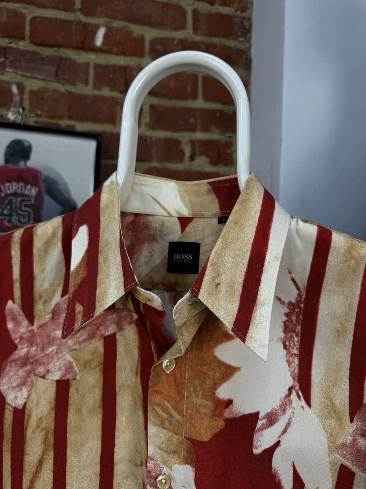 Hugo Boss × Vintage Vintage Hugo Boss Hawaiian Style Floral Striped Shirt Size US M / EU 48-50 / 2 - 10 Thumbnail