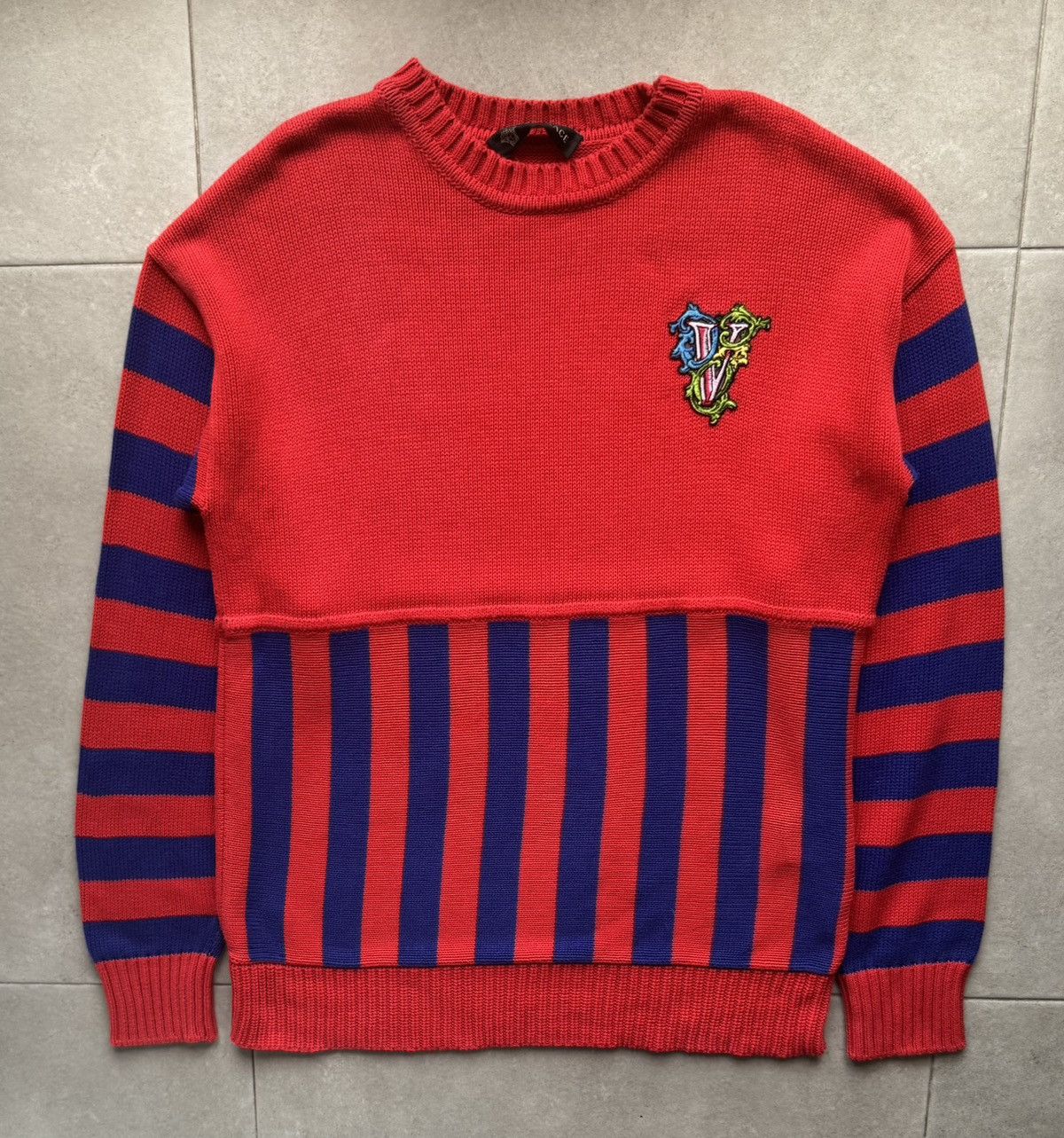 Versace Versace Striped Red Men’s 50 Size Cotton Knited Sweatshirt Sweater Pullover Size US L / EU 52-54 / 3 - 1 Thumbnail