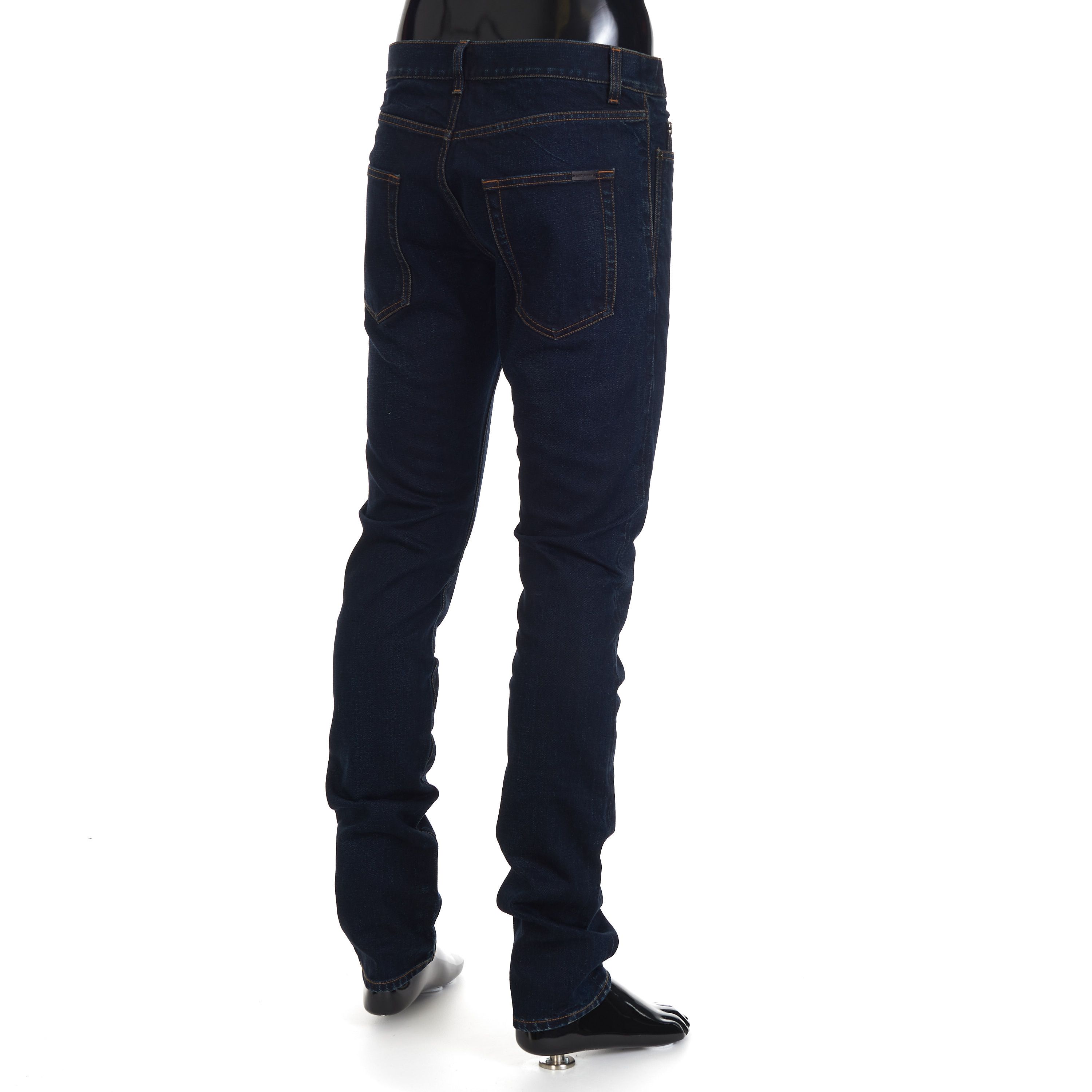 Saint Laurent Paris Dark Blue Stretch Cotton Jeans - Skinny-Fit, Low Waist Size US 29 - 6 Thumbnail