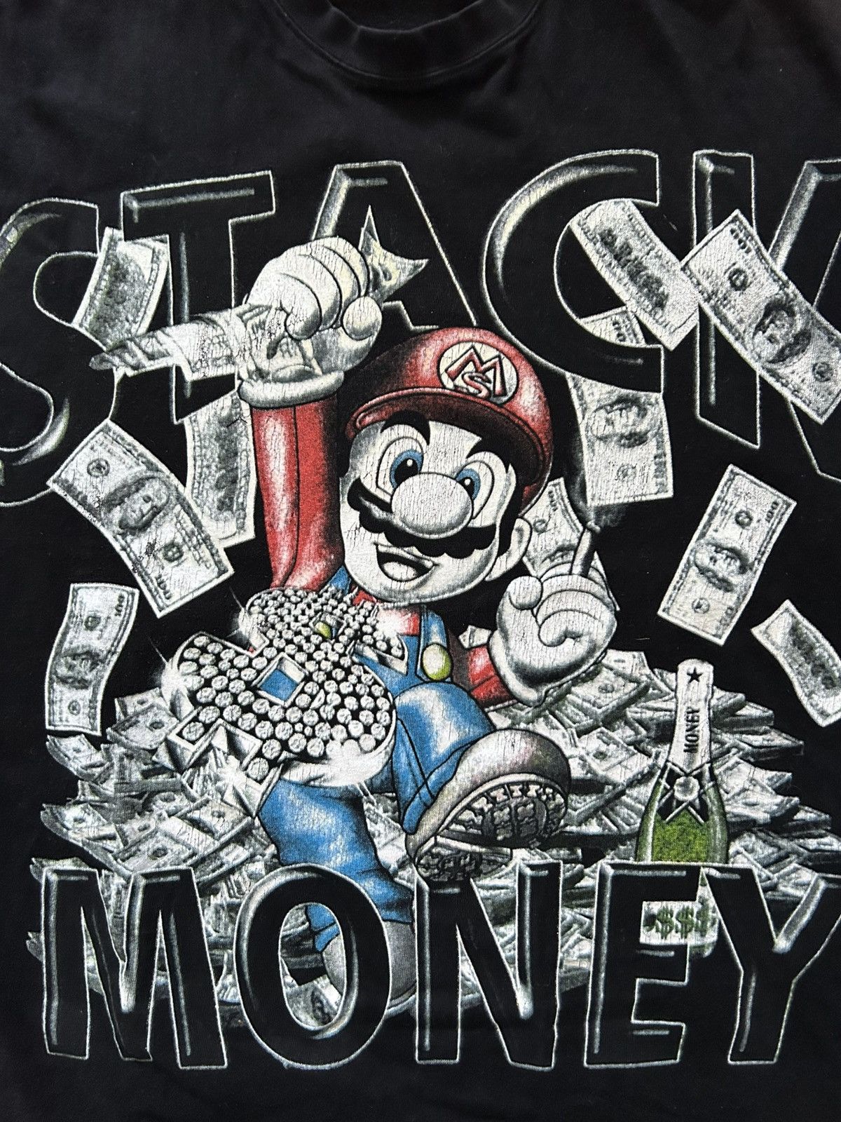 Nintendo Y2K Mario Stack Money Graphic Tee Black 2XL Rap Style Size US XXL / EU 58 / 5 - 2 Thumbnail