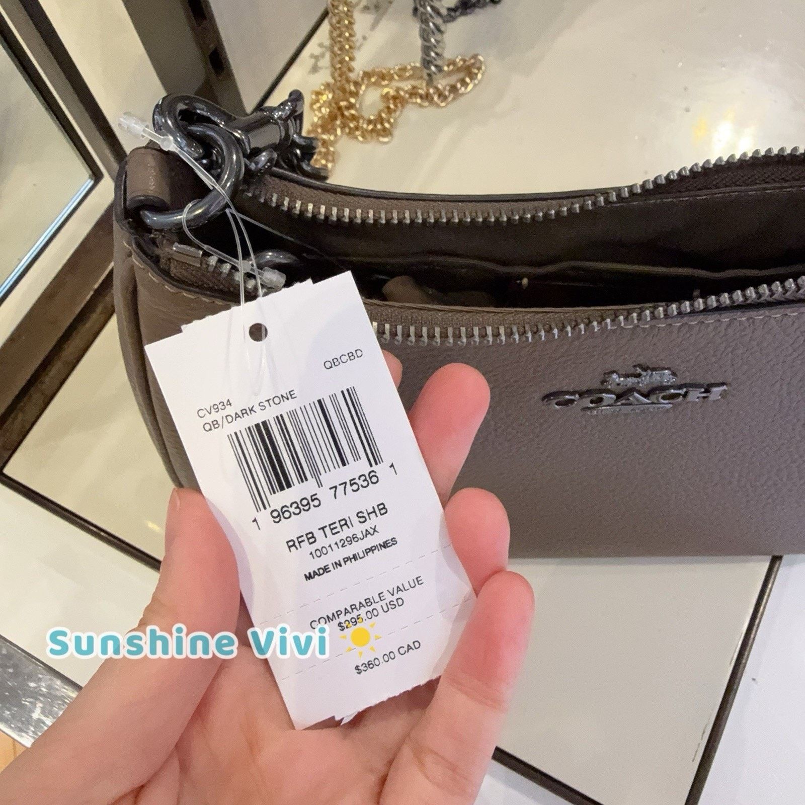 Coach NWT Coach Teri Shoulder Bag CV934 Leather/Qb/Dark Stone Size ONE SIZE - 2 Thumbnail