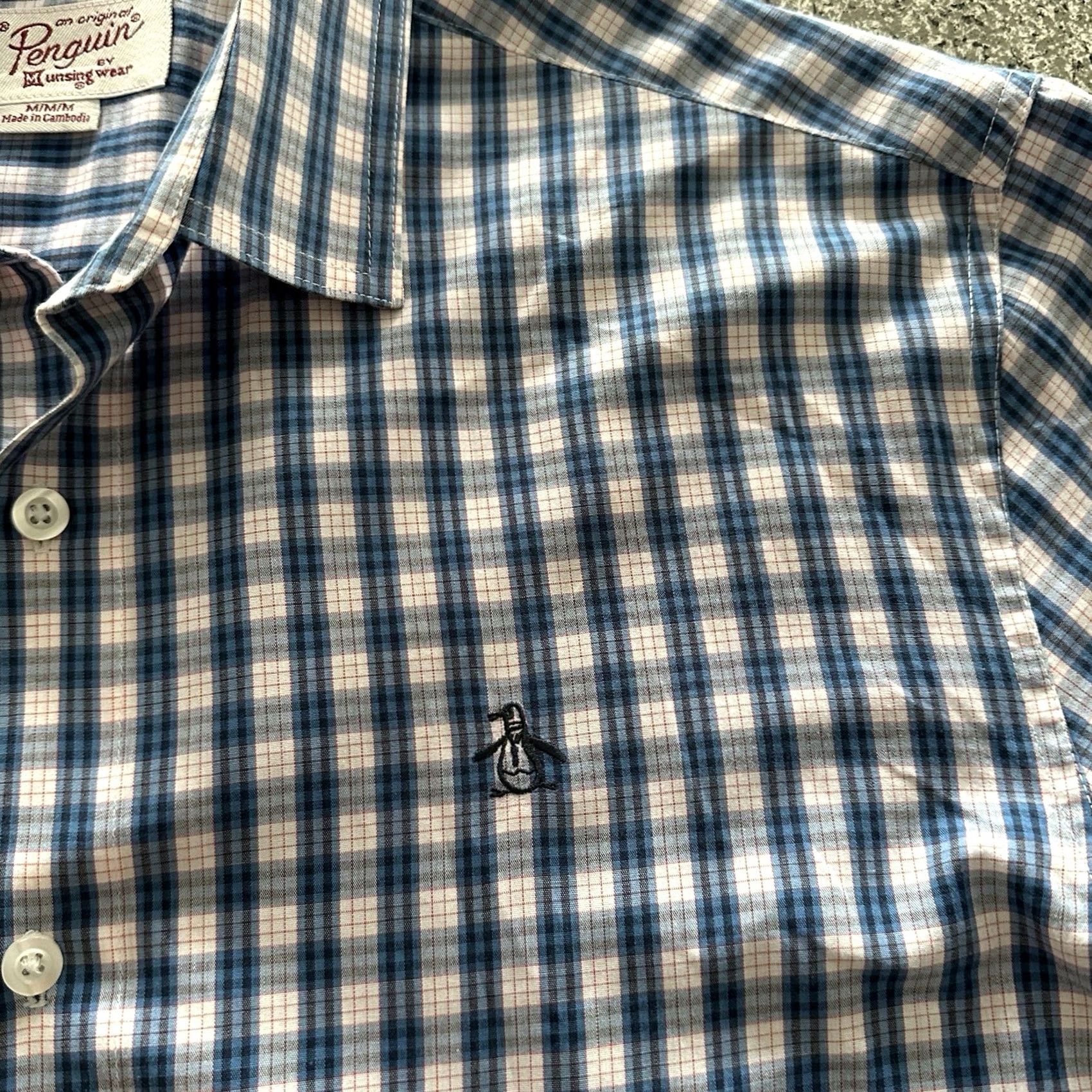 Original Penguin Original Penguin Plaid Button-Up Shirt Mens M Blue Long Sleeve XS? Size US M / EU 48-50 / 2 - 3 Thumbnail