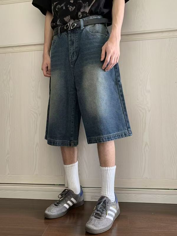 Japanese Brand × Jean American street washed straight wide-leg denim shorts Size US 32 / EU 48 - 2 Thumbnail