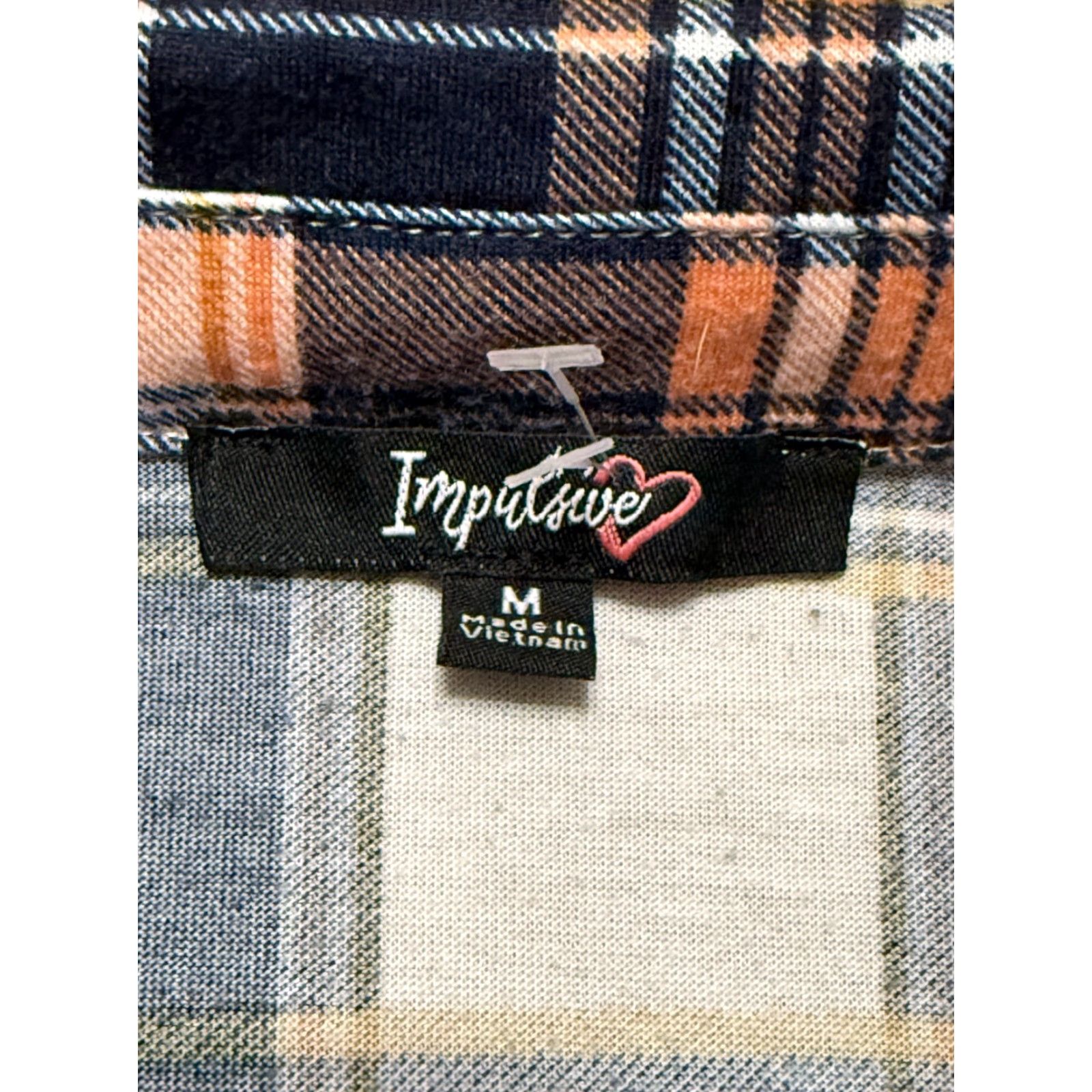 Vintage Impulsive Dress Shirt Women's Medium Blue Pink Plaid Long Sleeve Button Up Size M / US 6-8 / IT 42-44 - 5 Thumbnail