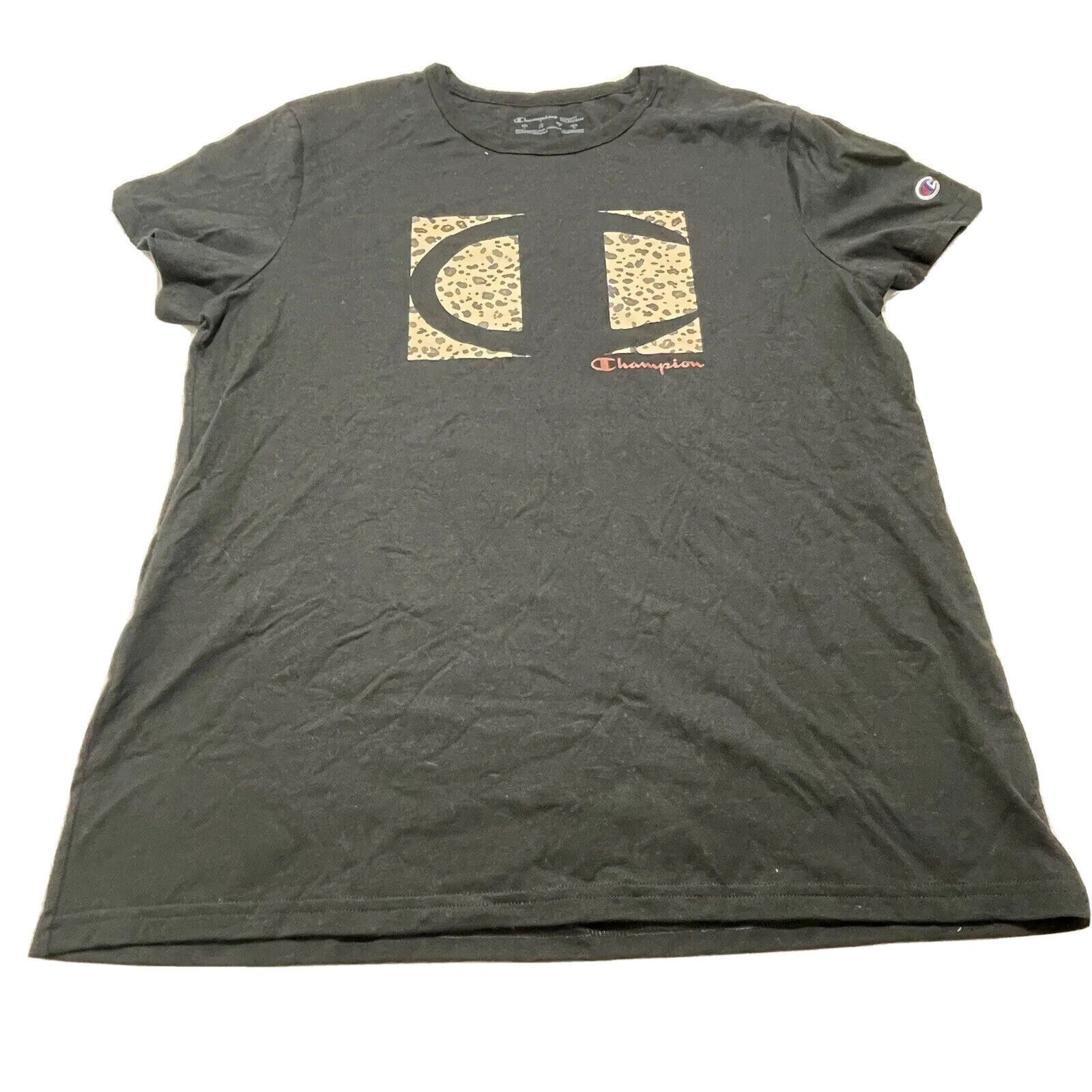 Champion Champion Black Cotton Graphic Tee Animal Print Logo T Shirt Size L / US 10 / IT 46 - 2 Thumbnail