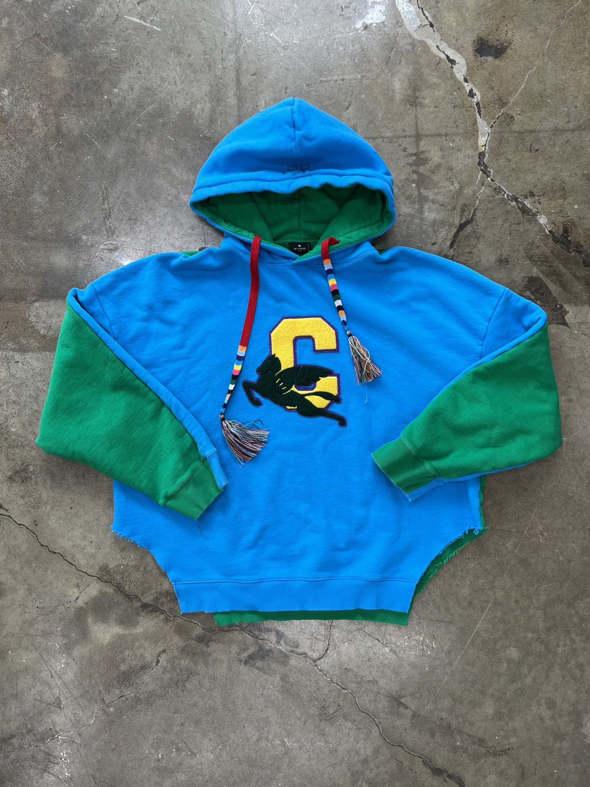 Etro × Vintage Vintage Etro C Varsity Patch Italian Made Hoodie 2XL Size US XXL / EU 58 / 5 - 2 Thumbnail