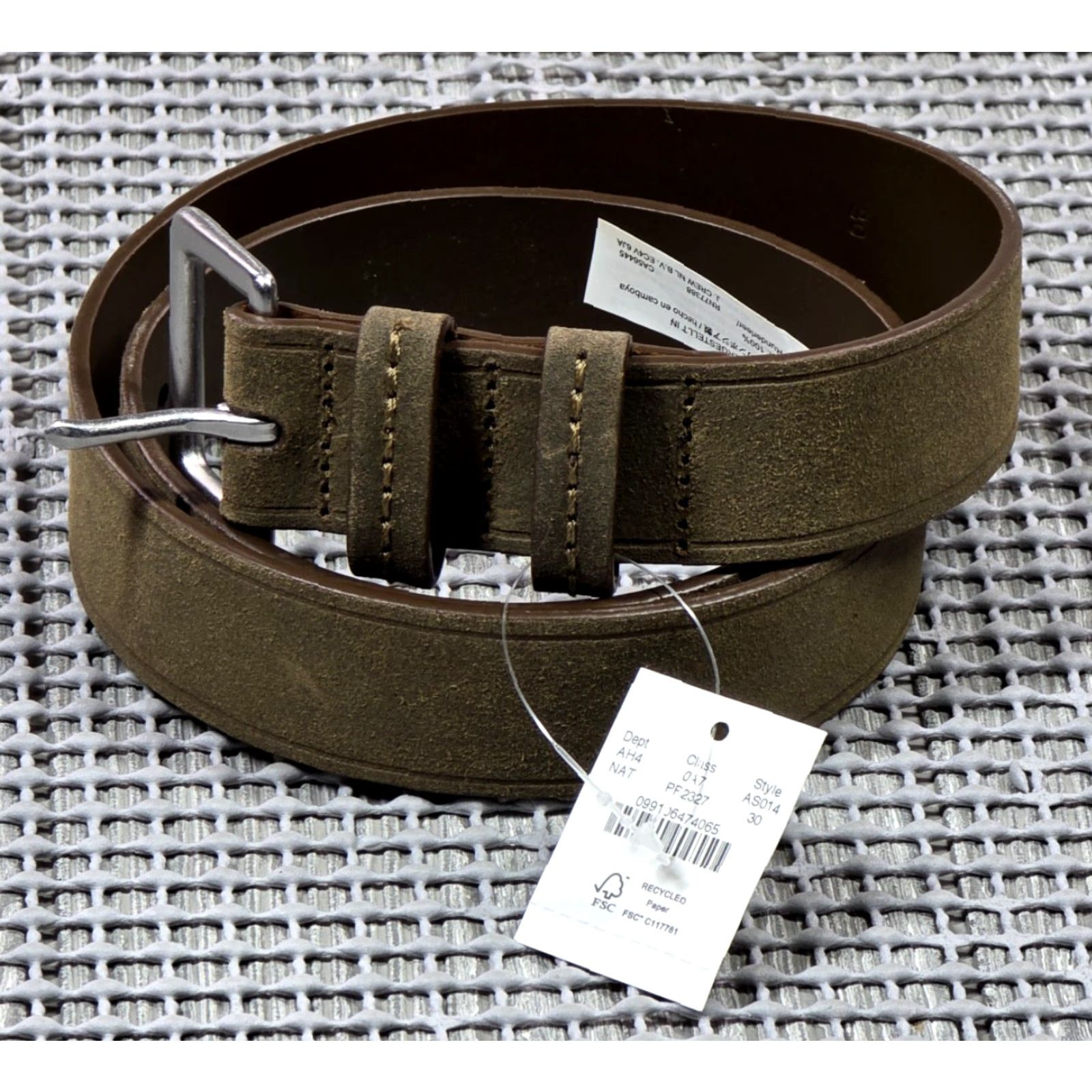 J.Crew J.CREW Belt Leather Single Prong Buckle Rugged Textured 30 Brown Men Regular 30 Belt Product Vintage: No Size 30 - 4 Thumbnail