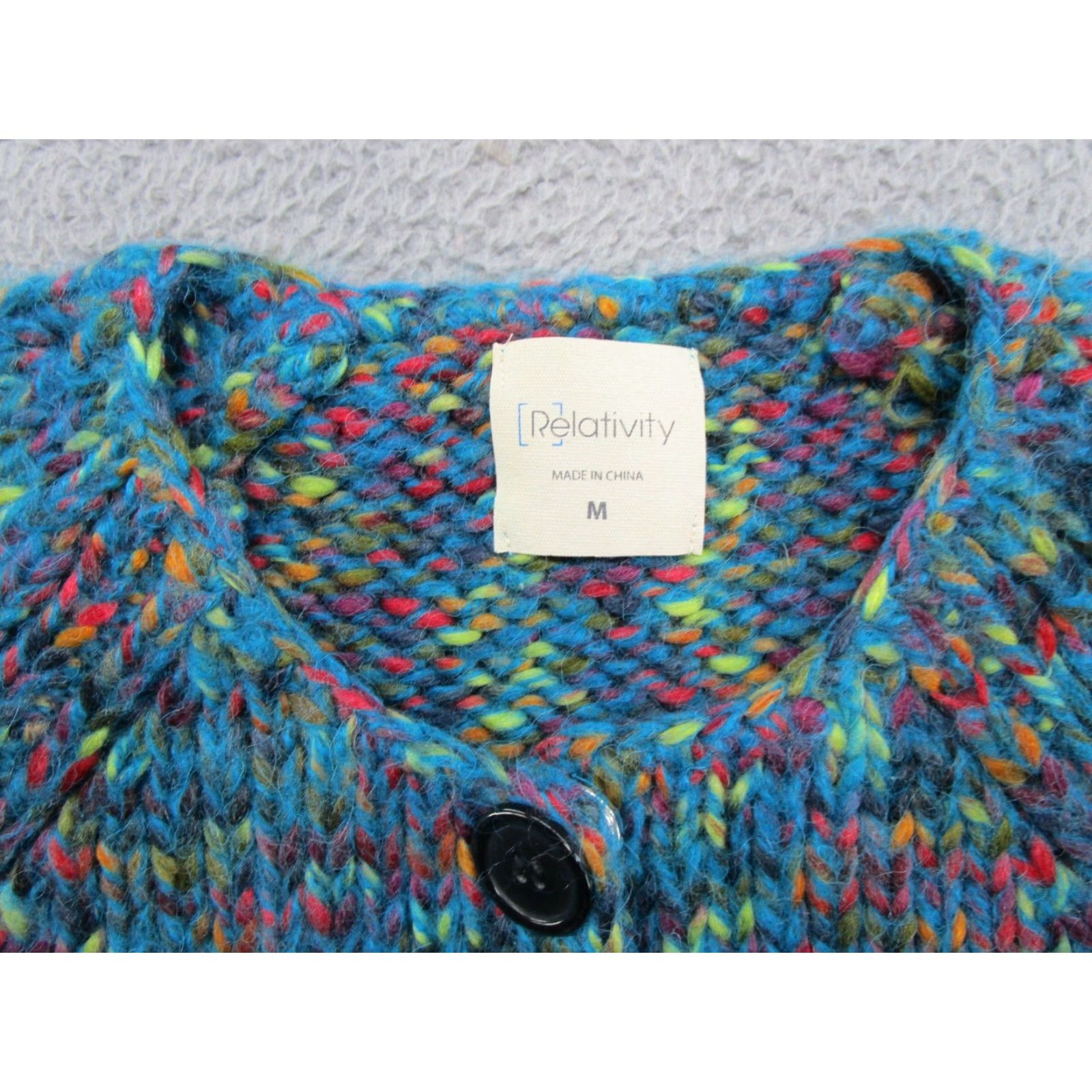 Rainbow Relativity Cardigan Sweater Women M Multicolor Wool 2 Button Rainbow Colorful | Button Accents Women's Wool Cardigan Rainbow Colorful M Size M / US 6-8 / IT 42-44 - 2 Thumbnail