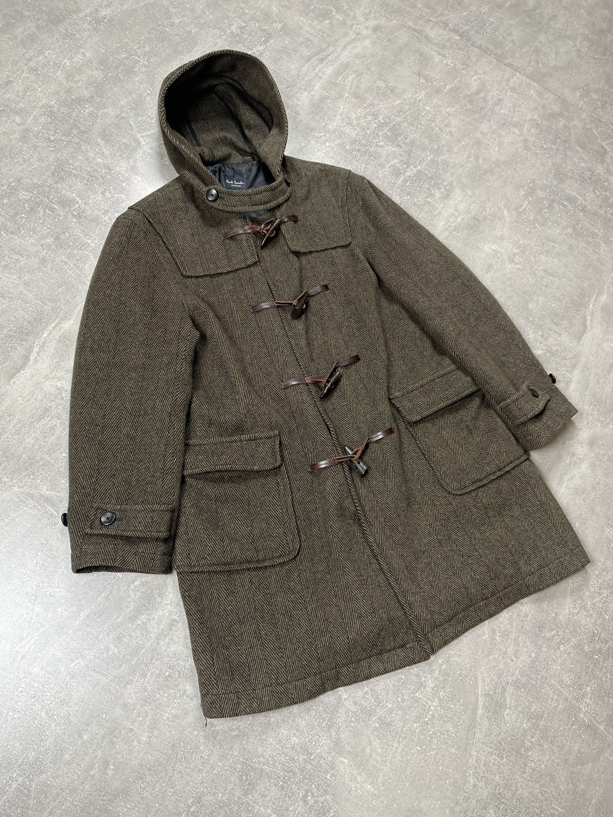 Paul Smith Paul Smith Brown Wool Herringbone Pattern Duffles Coat Size US XL / EU 56 / 4 - 5 Thumbnail