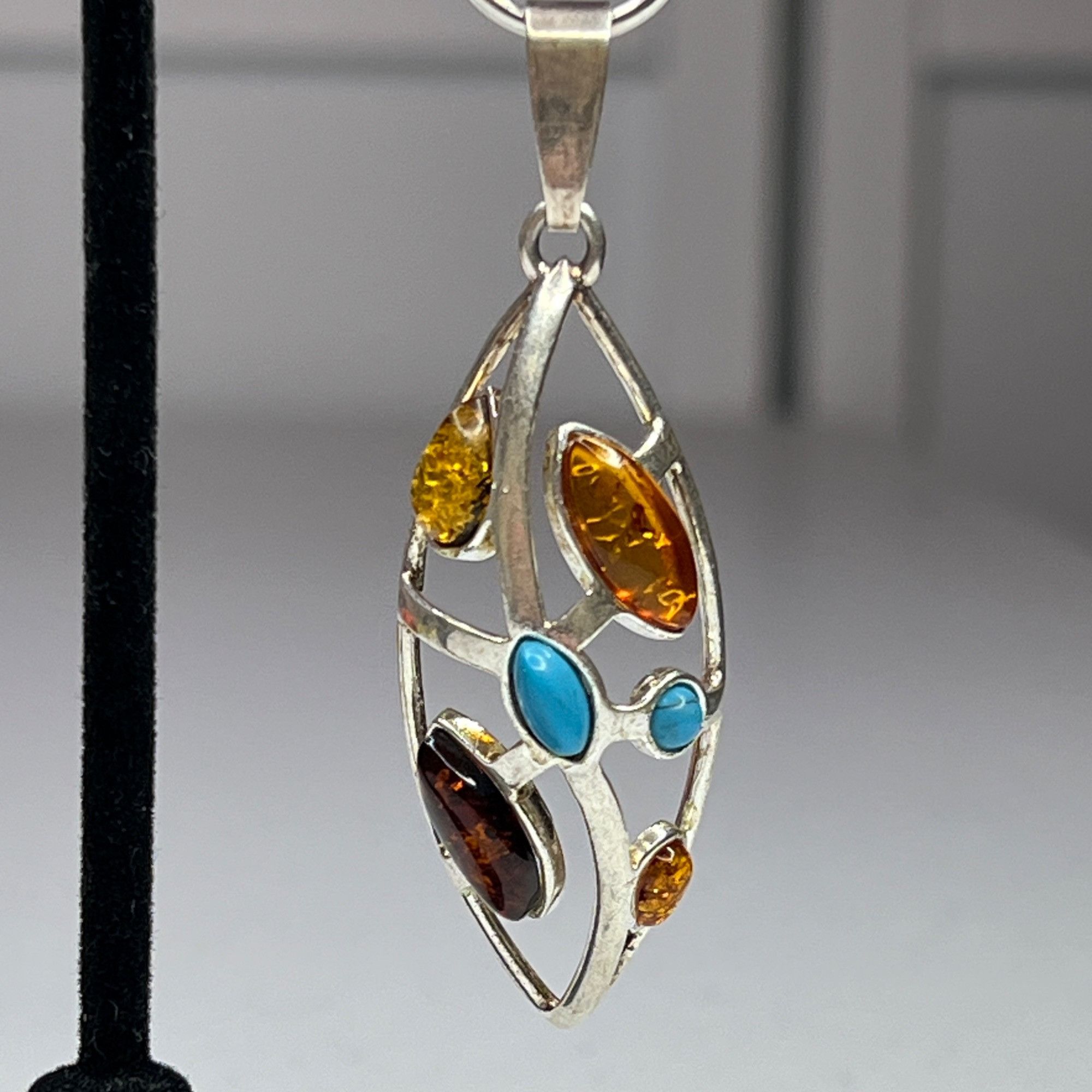 Designer Women's Silver Pendant With Multiple Baltic Amber Stones Size ONE SIZE - 4 Thumbnail