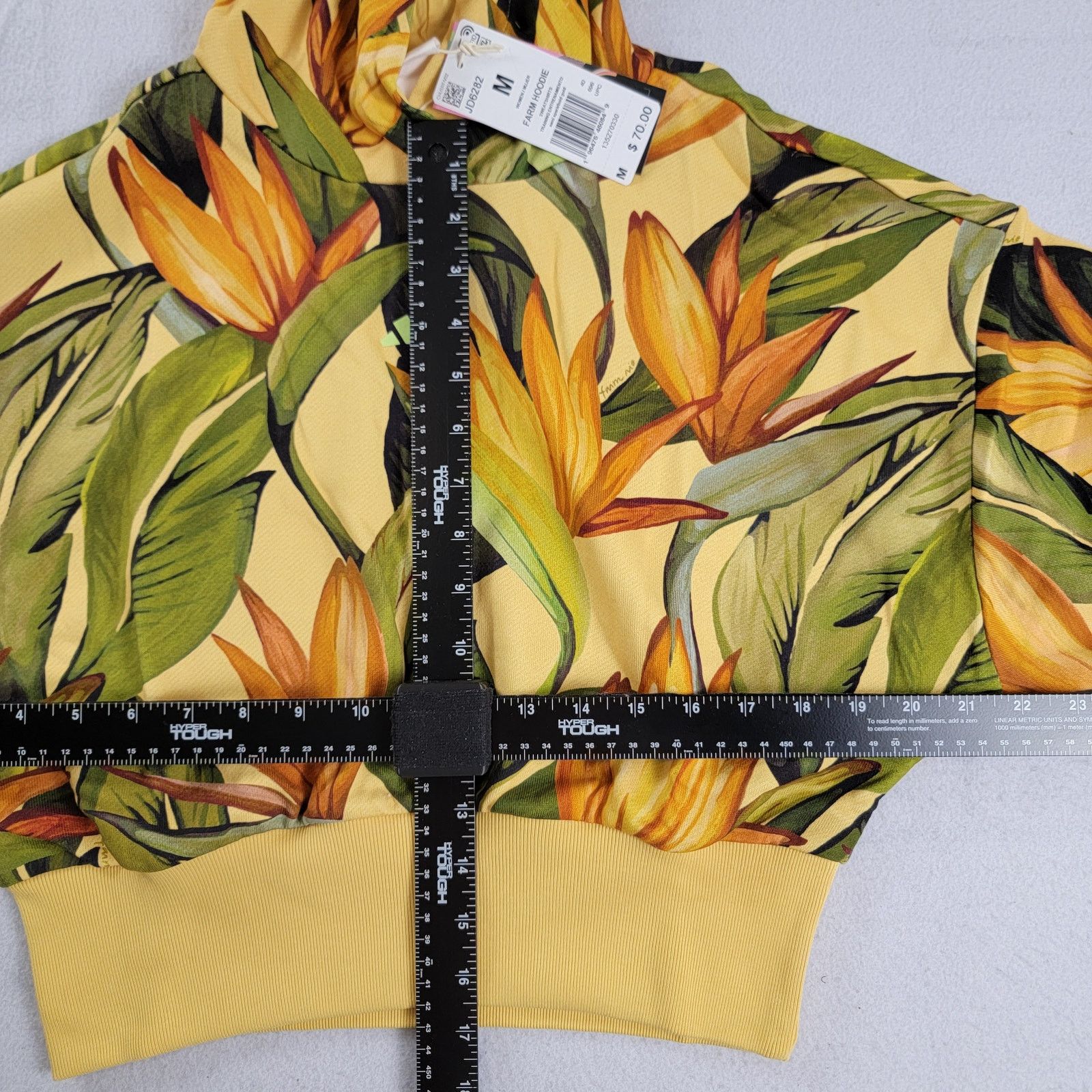 Adidas Adidas x Farm Rio Wmns Crop Top Hoodie Yellow Sz M JD6282 Size M / US 6-8 / IT 42-44 - 7 Thumbnail