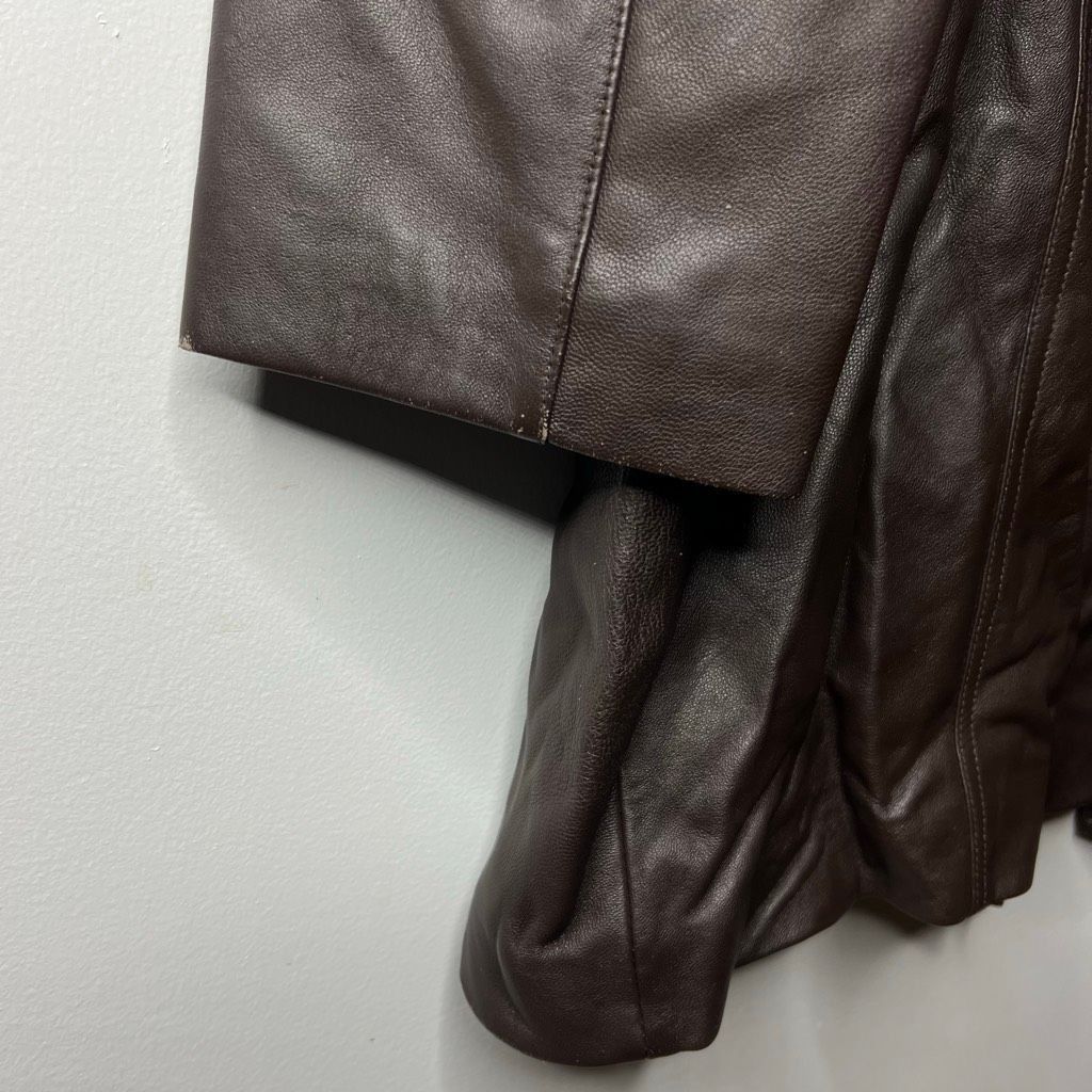 Vintage Jaclyn Smith, Y2K Long Jacket Dark Brown Genuine Leather Coat, Women’s X-Large Size XL / US 12-14 / IT 48-50 - 4 Thumbnail
