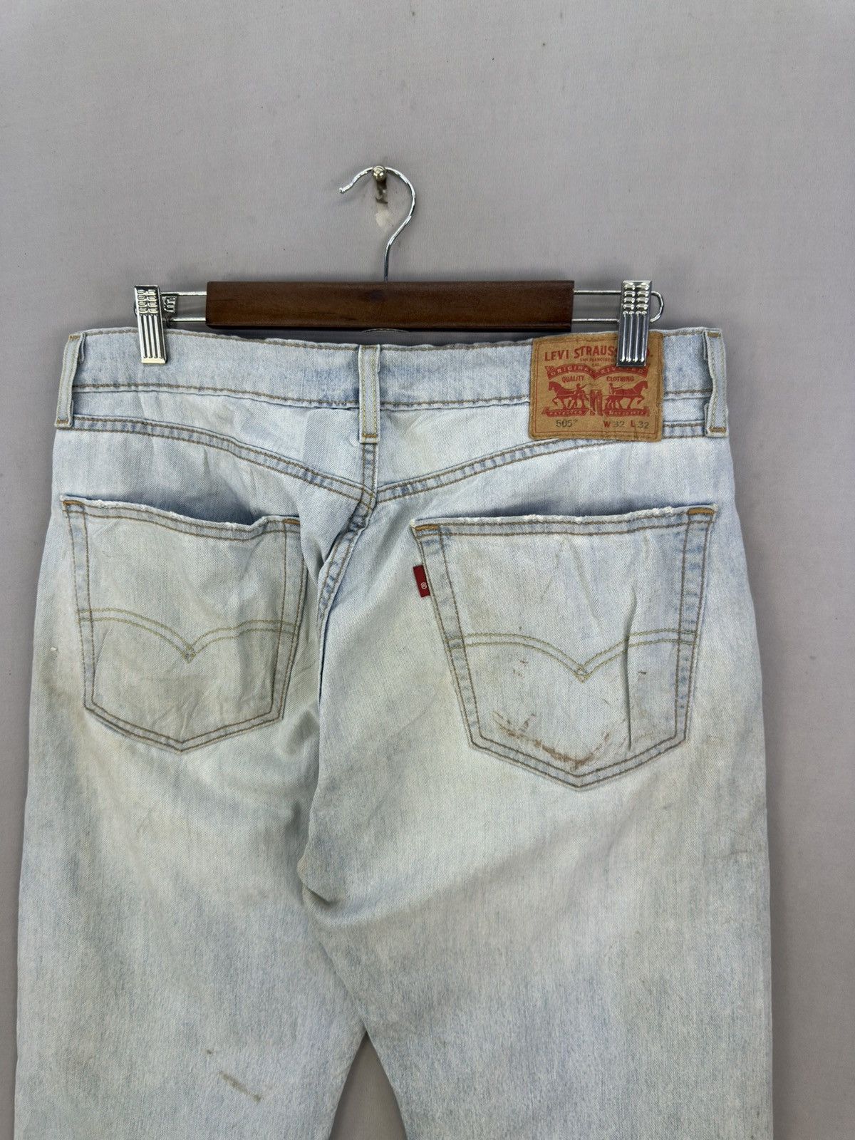 Levi's Levi’s 505 Blank Tab Regular Fit Light Washed Jeans Size US 34 / EU 50 - 6 Thumbnail