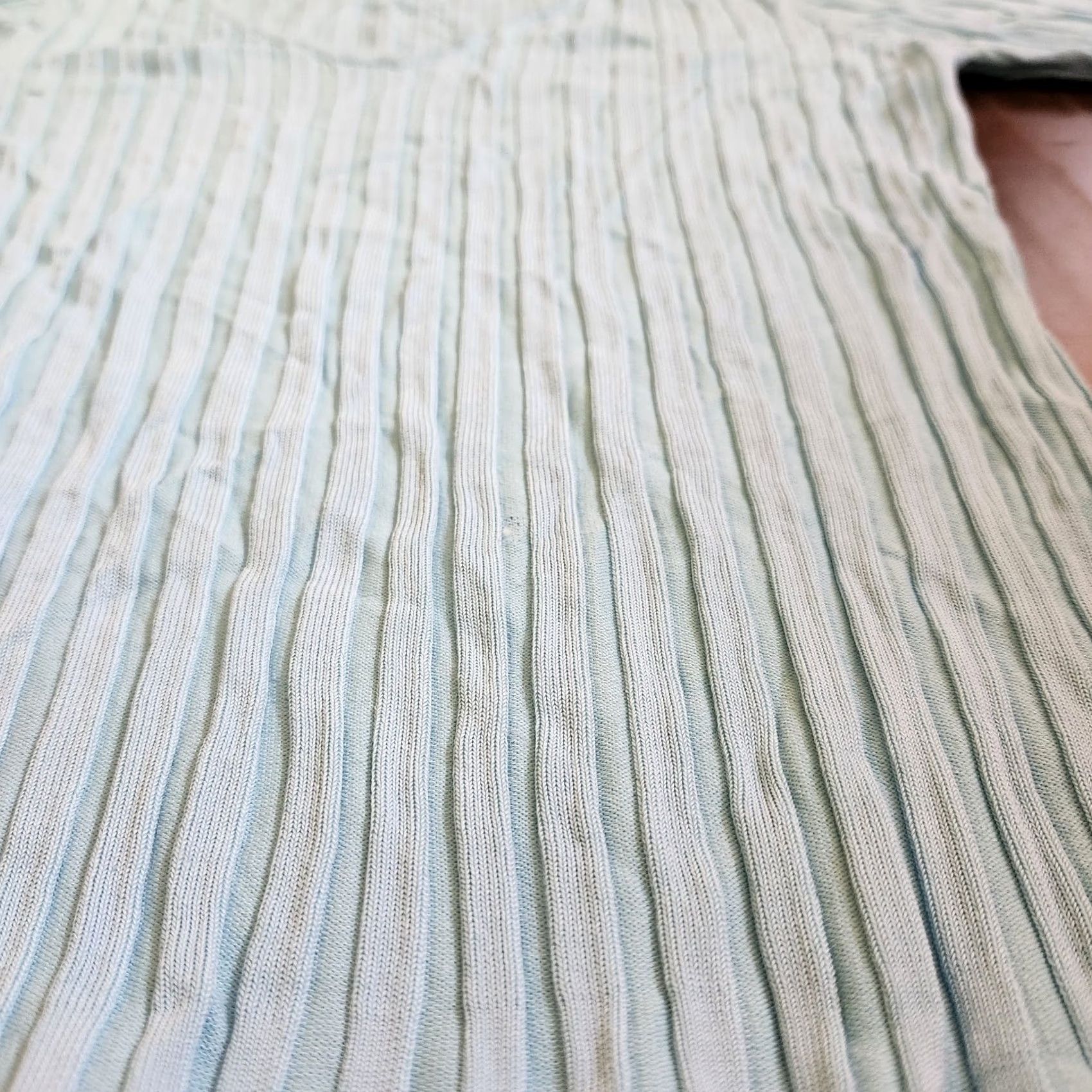 Vintage Lou Lou Women's Junior V-Neck Blue Ribbed Top Short Sleeve Pullover L Size L / US 10 / IT 46 - 5 Thumbnail