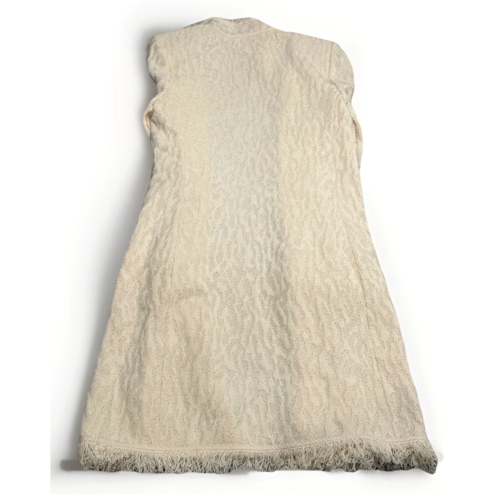 St. John St. John Beige Fringe Knit Long Cardigan Jacket Open Front Size 2 Regular Women Tweed Long Coat Fringe Pockets USA 90s not applicable Size XS / US 0-2 / IT 36-38 - 5 Thumbnail