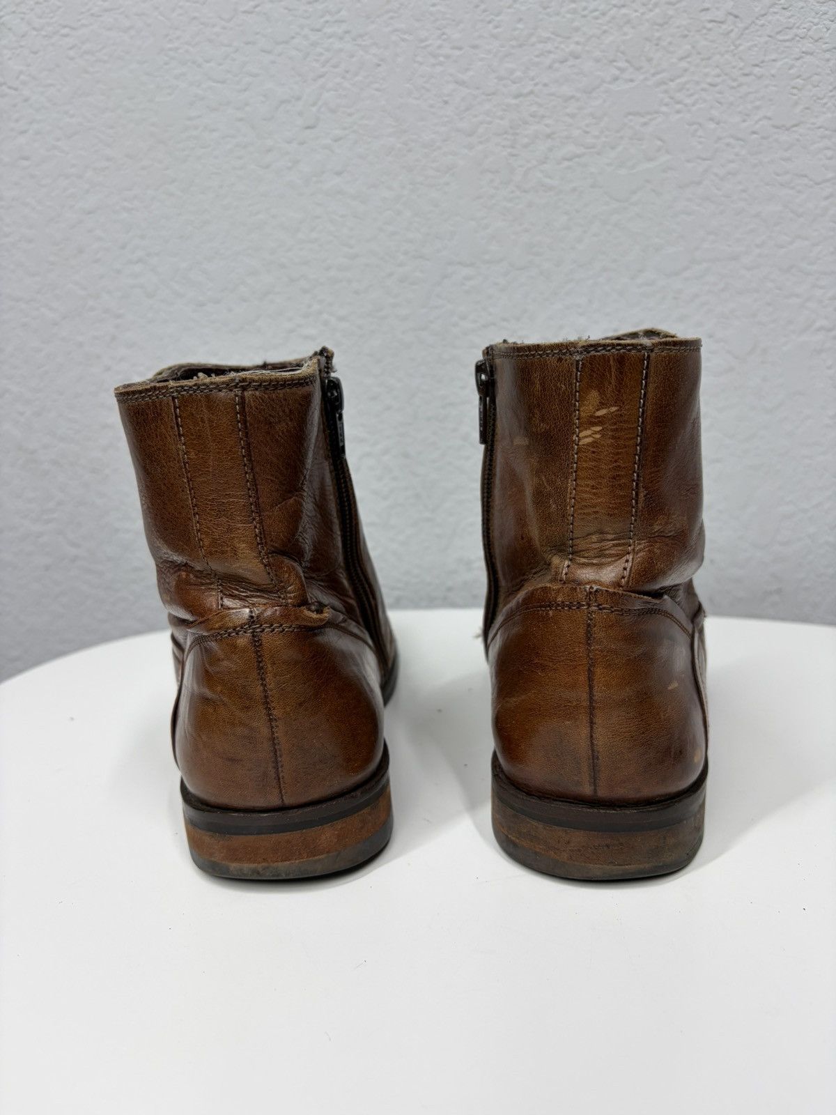 If Six Was Nine AS 98 Vibe Artisan Brown Leather Side Zip Ankle Biker Boots Size US 8 / EU 41 - 10 Thumbnail