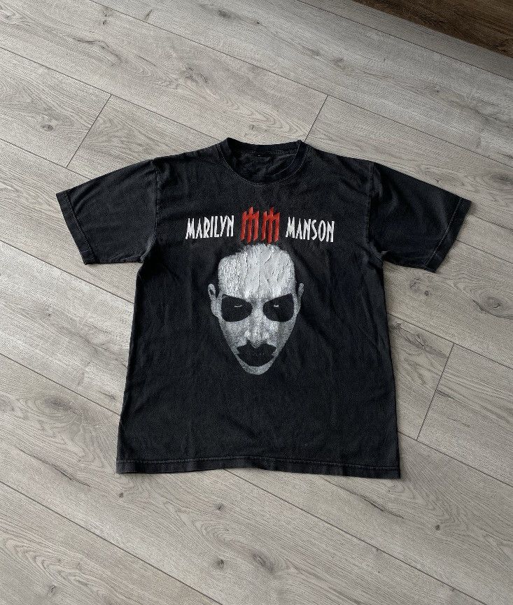 Marilyn Manson Vintage 90's Marilyn Manson Overprint Merch Promo T-shirt Size US L / EU 52-54 / 3 - 4 Thumbnail
