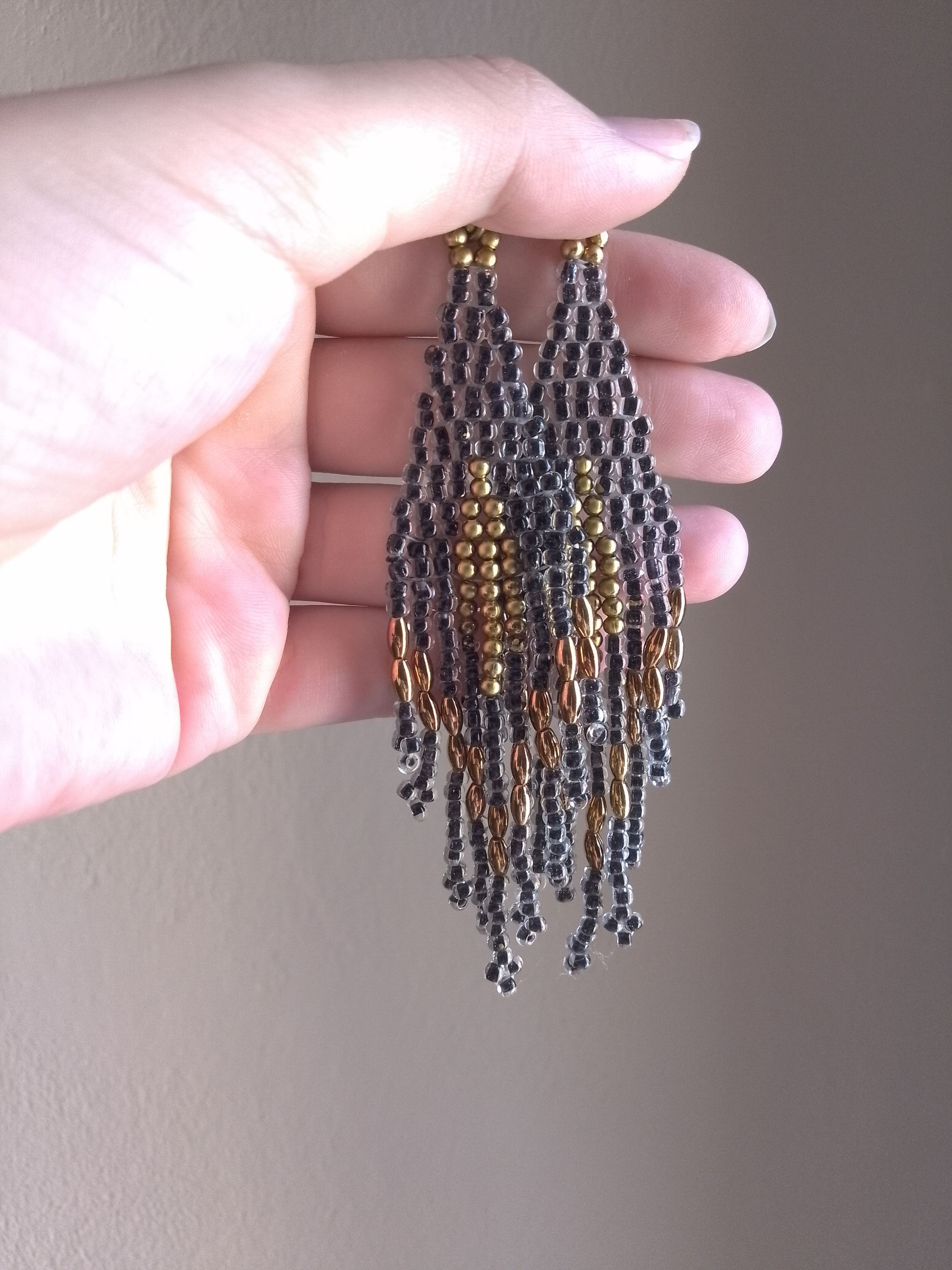 Handmade Necklace Flower pendant Black gemstones Earrings with Bangs Size ONE SIZE - 4 Thumbnail