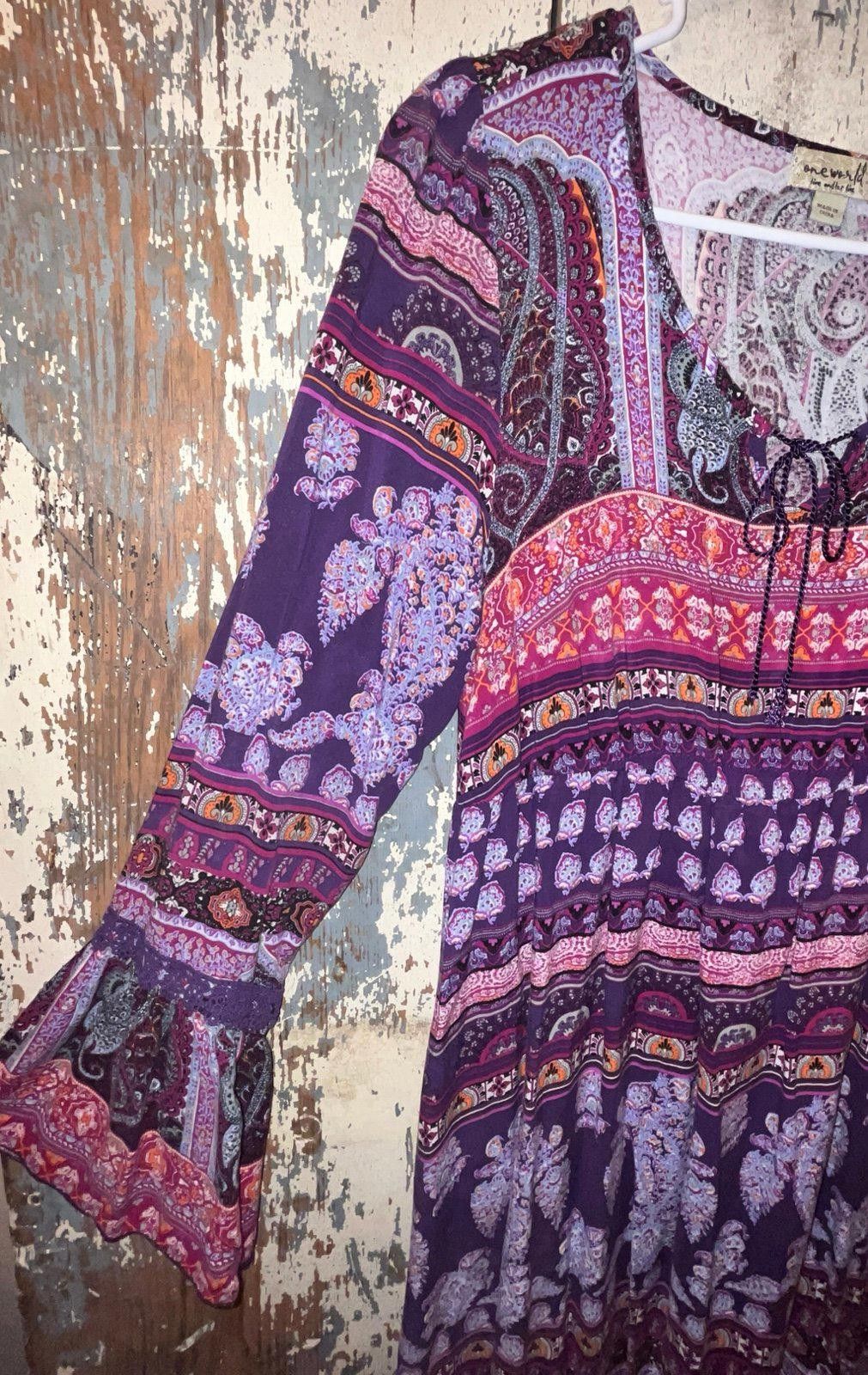 Designer One World Purple Boho dress, size Medium Size M / US 6-8 / IT 42-44 - 1 Thumbnail