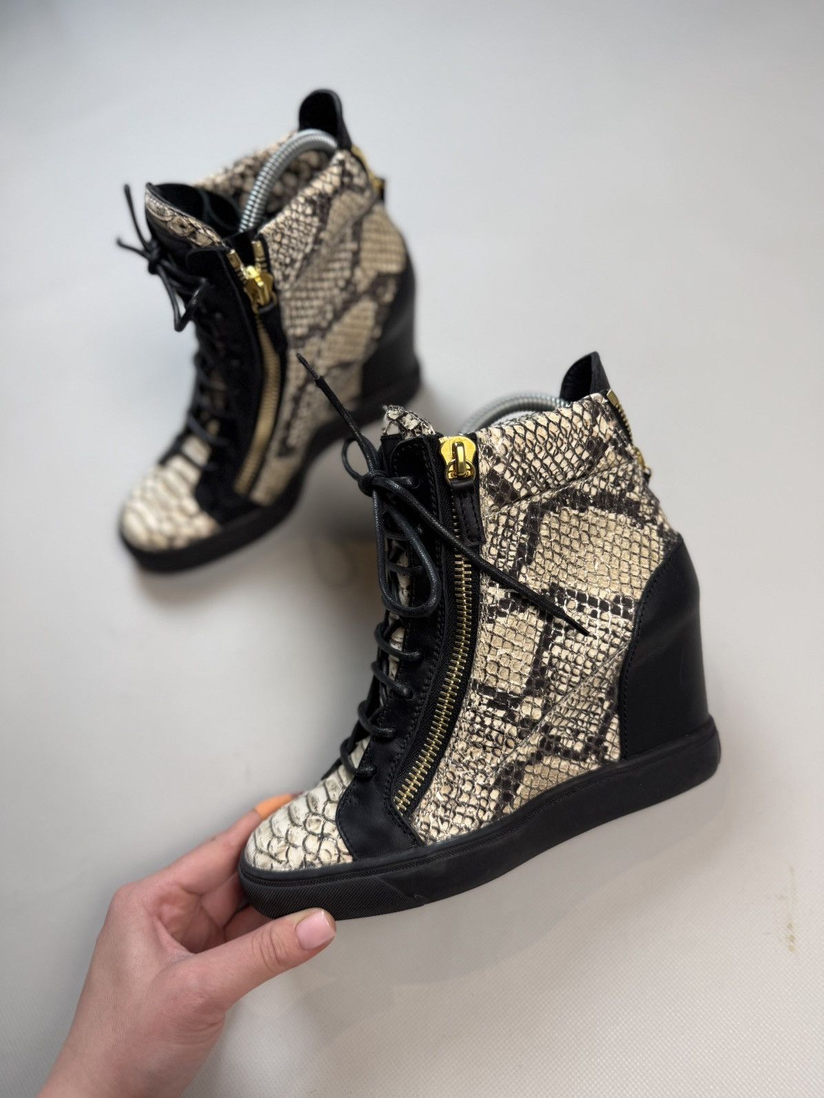 Giuseppe Zanotti Zanotti Python Embossed Leather Coby High Top Sneakers Shoes Size US 8.5 / IT 38.5 - 12 Thumbnail