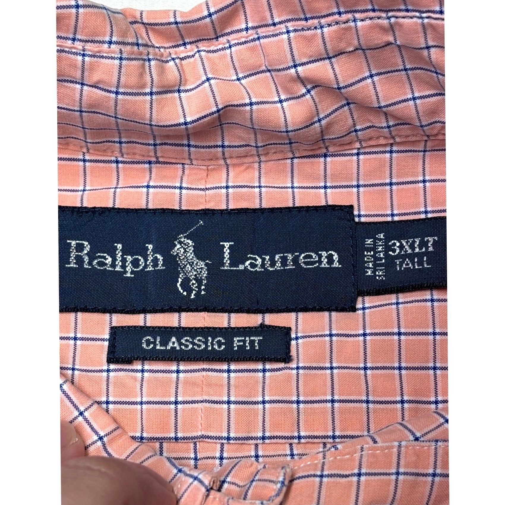 Polo Ralph Lauren Polo Ralph Lauren Mens 3XLT Tall Orange Blue Check Classic Fit Button Down Shirt Size US XXL / EU 58 / 5 - 4 Thumbnail