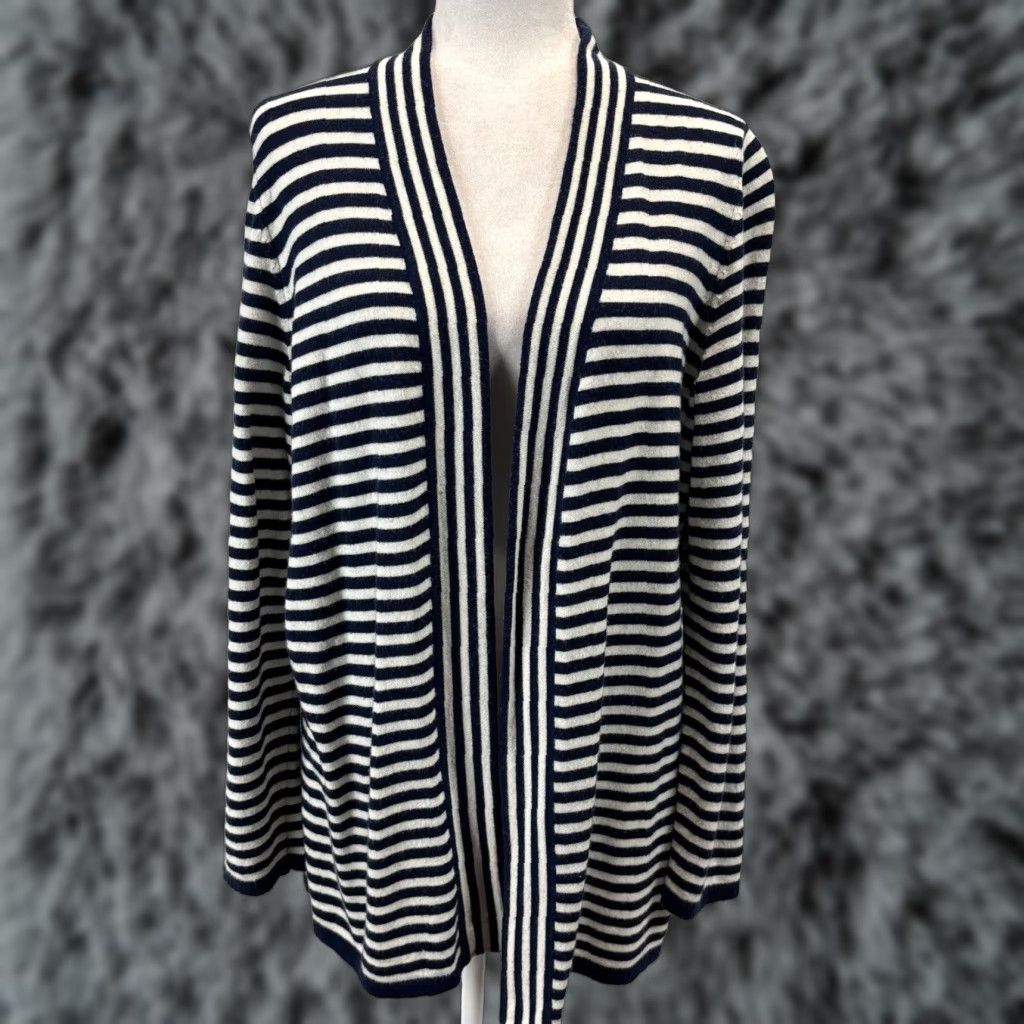 Talbots Talbots Lambswool Blend Knit Sweater Cardigan Sz 1X Plus Striped Open Front Size XL / US 12-14 / IT 48-50 - 1 Thumbnail