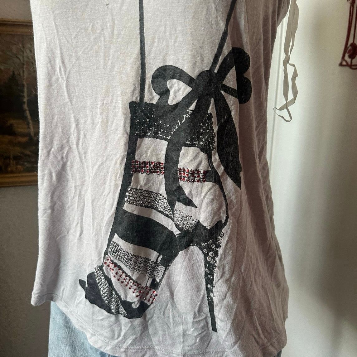 Other pretty good high heel graphic gray black tank top Size S / US 4 / IT 40 - 2 Thumbnail
