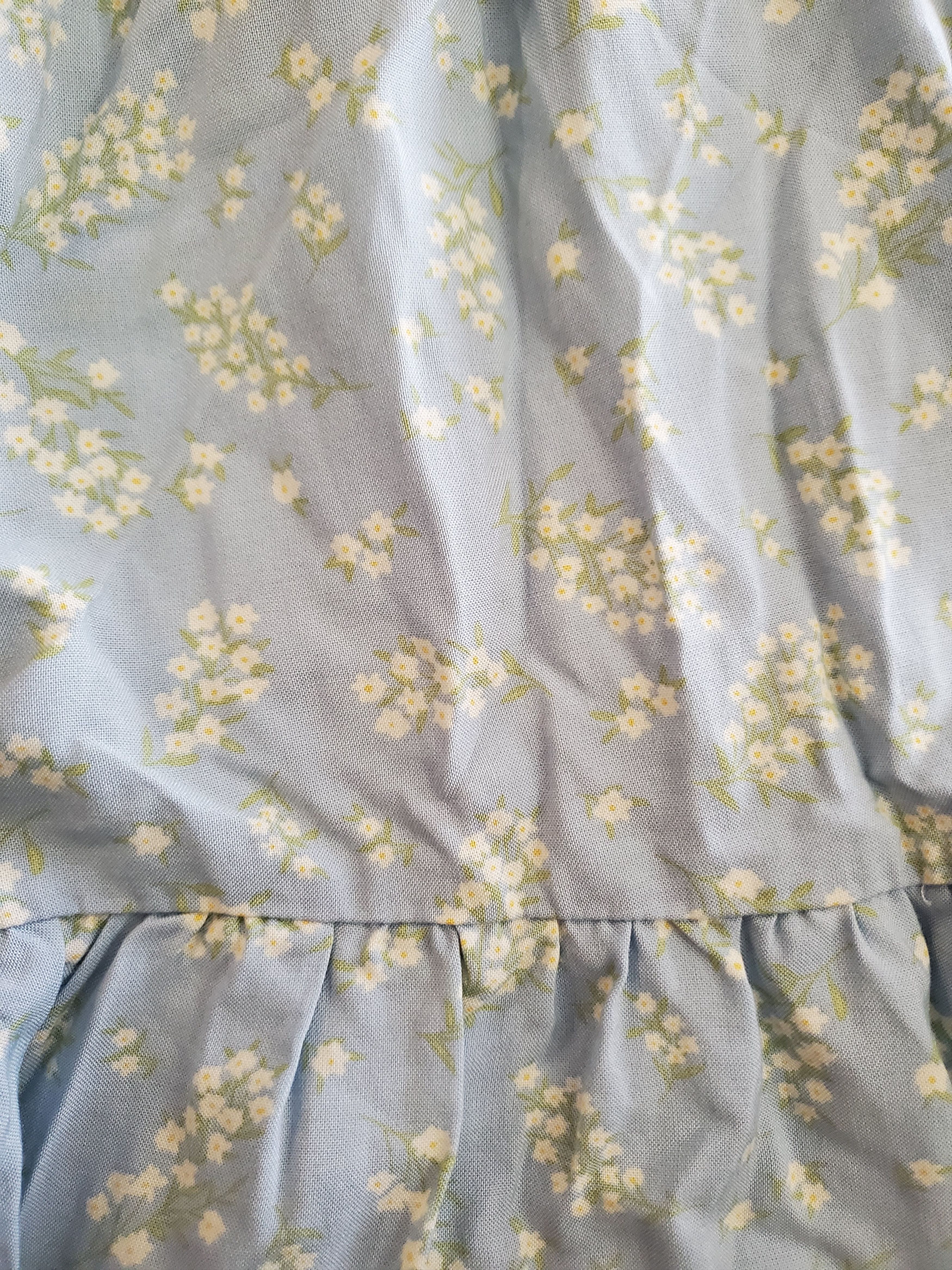 Other Light Blue Mini Skirt with Floral Print + Crochet-Waist (XL) Size 32" / US 10 / IT 46 - 4 Thumbnail
