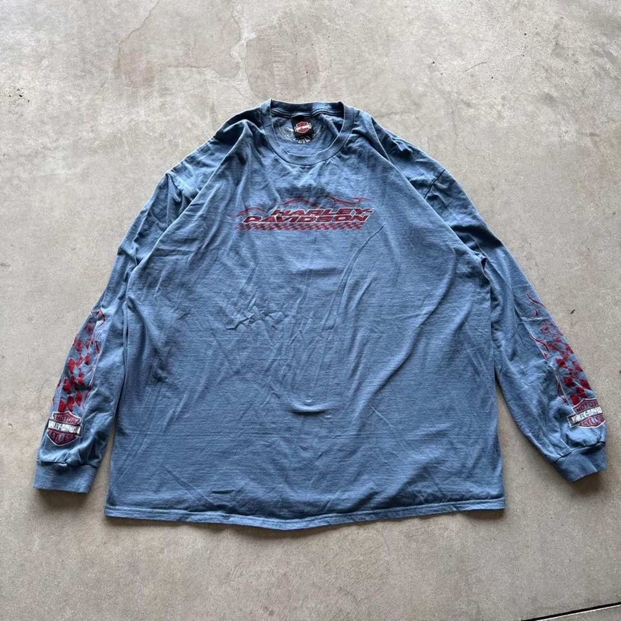 Vintage Y2K Sick Harley Davidson Checkboard Flame Long Sleeve Size US XL / EU 56 / 4 - 1 Thumbnail