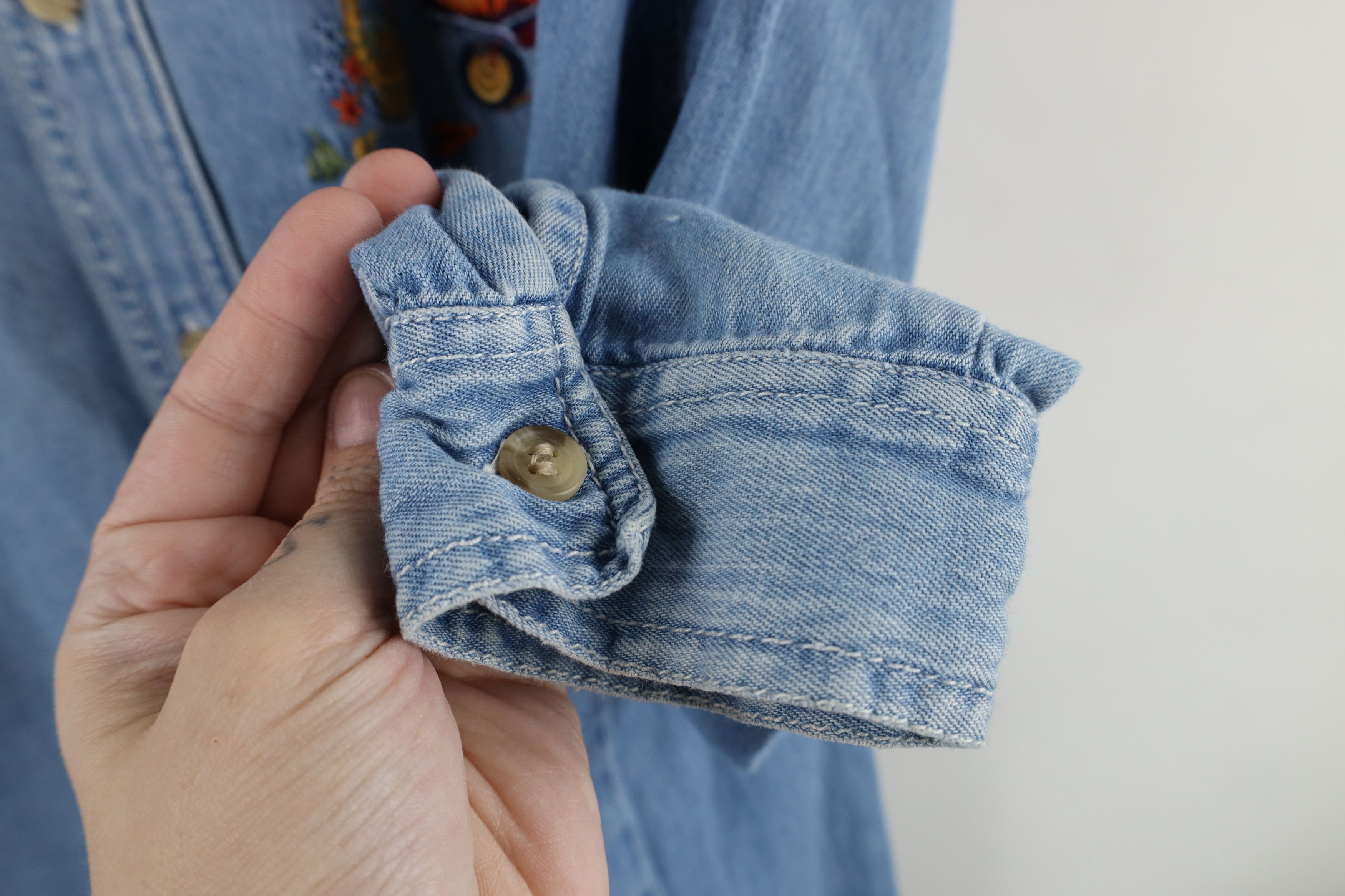 Vintage Vintage 90s Streetwear Garden Pumpkin Denim Button Shirt Size XXL / US 16-18 / IT 52-54 - 10 Thumbnail