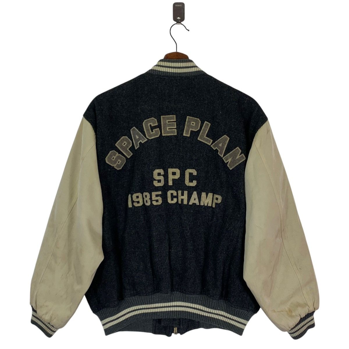 VINTAGE SPACE PLAN VARSITY BOMBER WOOL JACKET